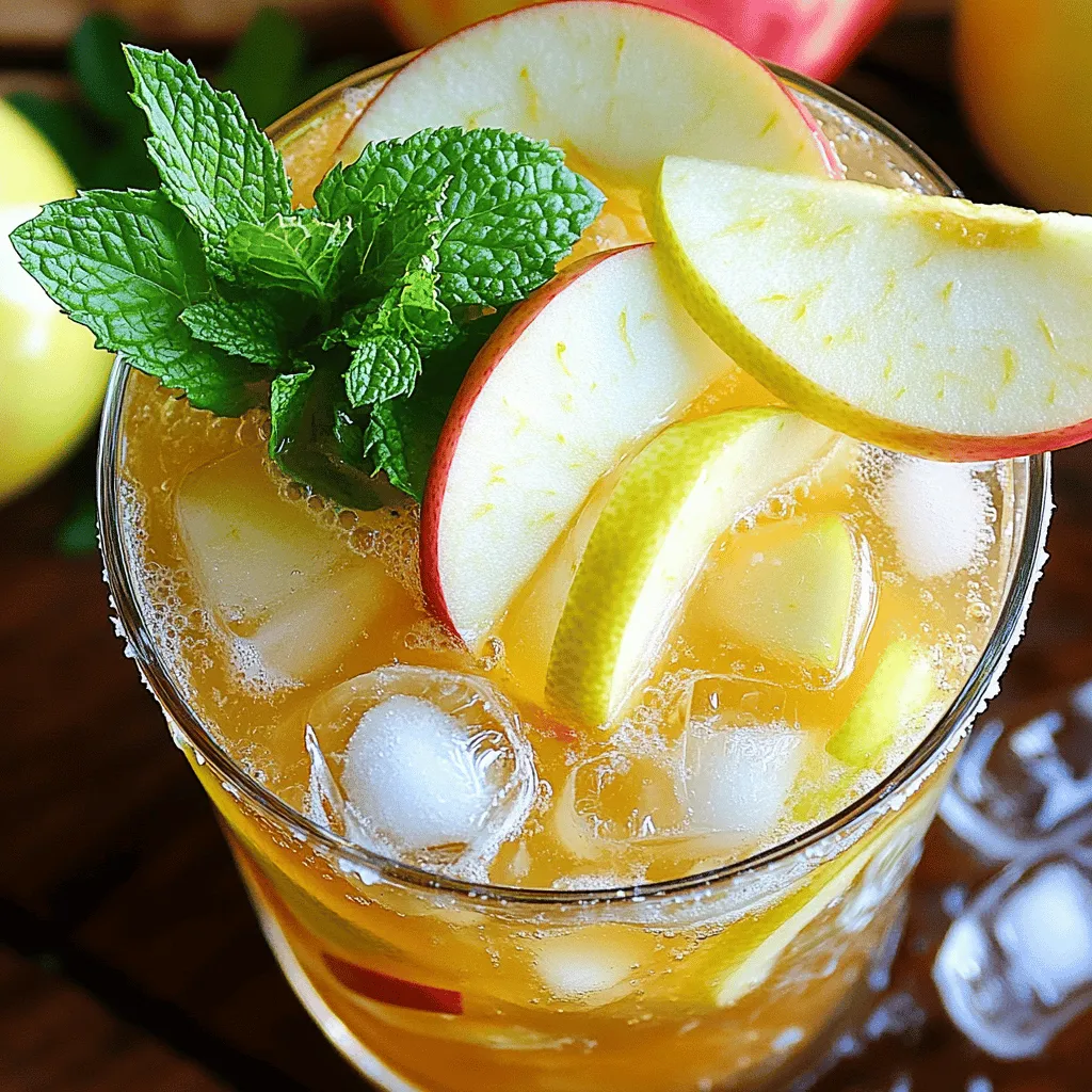 - 1 cup apple butter - 1/2 cup freshly squeezed lemon juice - 2 cups sparkling water - 1 tablespoon maple syrup (for extra sweetness) - Fresh mint leaves (for garnish) - Thin apple slices (for garnish) Apple Butter Bourbon Smash is simple and delightful. The main ingredients create a sweet and tangy drink, perfect for any gathering. You start with one cup of apple butter. This gives your drink a rich apple flavor. Next, you add half a cup of freshly squeezed lemon juice. This juice adds a bright, zesty kick. Together, these two ingredients mix well and taste great. The final main ingredient is two cups of sparkling water. This adds fizz and lightness. The bubbles make the drink refreshing and fun. For those who want a bit more sweetness, I suggest adding one tablespoon of maple syrup. This is optional, but it can enhance the flavor. Just stir it in with the other ingredients. Garnishing the drink makes it look fancy. Add fresh mint leaves for a pop of color and flavor. Thin apple slices also make a nice touch. They float on top and look beautiful. These ingredients come together to create a drink that is tasty and visually appealing. You can mix and match, but these basics will give you a great start. - Step 1: Combine apple butter and lemon juice. In a large pitcher, add 1 cup of apple butter and 1/2 cup of freshly squeezed lemon juice. Stir well until smooth. This mix gives the drink its sweet and tangy base. - Step 2: Mix in maple syrup. If you like sweetness, add 1 tablespoon of maple syrup. Stir again to blend it in. This step is optional, but it adds a nice touch. - Step 3: Fill glasses with ice. Grab four glasses and fill them with ice cubes. The ice keeps your drink cold and refreshing. - Step 4: Pour apple butter mixture over ice. Take the apple butter mix and pour it over the ice. Fill each glass about two-thirds full. This is where the fun starts! - Step 5: Top with sparkling water. Next, pour 2 cups of sparkling water into the glasses. Gently stir to mix without losing the fizz. The bubbles make it lively. - Step 6: Garnish and serve. Finally, add fresh mint leaves and thin apple slices on top. This adds color and flavor. Your Apple Butter Bourbon Smash is ready to enjoy! To make your Apple Butter Bourbon Smash truly shine, start with well-blended apple butter. If it's too thick, it can clump up. Use a whisk or fork to break it down first. This will help it mix well with the lemon juice. Freshly squeezed lemon juice is key. It gives a bright and zesty flavor. Avoid bottled juice for the best taste. Choose the right glassware to show off your drink. Tall glasses work great, as they let you see the layers. This drink looks pretty with the mint and apple slices on top. Pair your cocktail with light snacks. Cheese and crackers or fresh fruit go well. They balance the flavors and keep your guests happy. Enjoy this refreshing drink with good company! {{image_2}} You can make the Apple Butter Bourbon Smash even better with a few simple tweaks. Adding spices can boost the flavor. I love to sprinkle in a pinch of cinnamon or nutmeg. This brings warmth and depth to the drink. Using different fruit butters can also change things up. Try peach or pear butter for a new twist. Each fruit offers its own unique taste. This keeps your drink fresh and exciting every time you make it. Sometimes, you may want to swap ingredients for various reasons. One option is to change the sweetener. You can use honey instead of maple syrup. Honey adds a nice floral note that pairs well with apple. For those who want a non-alcoholic version, it’s easy to do. Just leave out the bourbon. You can add more sparkling water or use a soda for fizz. This way, everyone can enjoy this tasty drink, no matter their preference. To keep your apple butter mixture fresh, store it in the fridge. Use an airtight container to prevent any odors from other foods. This way, you can enjoy the drink for a few days. For the garnishes, like mint leaves and apple slices, it's best to store them separately. Keep mint in a glass of water like a flower. This keeps it fresh and crisp. Place apple slices in a small bag with a bit of lemon juice to stop browning. The apple butter mixture lasts about five days in the fridge. After that, it may lose its taste. The mint leaves stay fresh for about three days. If they turn brown or slimy, it’s time to toss them. Apple slices should be eaten within a day or two. Look for any dark spots or mushy bits to know if they are bad. Storing your ingredients correctly helps you enjoy your Apple Butter Bourbon Smash at its best! Yes, you can make the apple butter mix ahead of time. Just combine the apple butter and lemon juice in a pitcher. Store it in the fridge for up to one day. When ready to serve, just add ice and sparkling water. This keeps it fresh and fizzy. I recommend using a smooth bourbon with a sweet taste. Brands like Maker's Mark or Woodford Reserve work well. Their flavors blend nicely with the apple butter and lemon juice. You want a bourbon that enhances the drink, not overpowers it. Yes! To make a non-alcoholic version, skip the bourbon entirely. Use extra sparkling water for a light drink. You can also add a splash of apple cider for more flavor. This way, everyone can enjoy the tasty mix! This blog post shared a fun and simple recipe for an Apple Butter Bourbon Smash cocktail. We explored the main ingredients like apple butter and lemon juice and learned how to mix and serve them. I also gave you tips for smooth mixing and variations to try. Don’t forget, you can customize this drink with spices or different sweeteners. Enjoy making it and impressing your friends with your new skills! Remember, the key is to have fun in the kitchen while sipping on this refreshing cocktail.