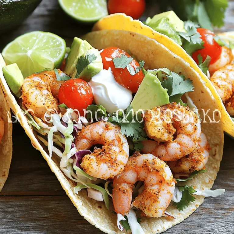 For these tasty tacos, you need: - 1 lb large shrimp, peeled and deveined - 8 small corn tortillas - 1 cup shredded cabbage (red or green) - 1 avocado, sliced - ½ cup cherry tomatoes, halved - ¼ cup fresh cilantro, chopped These ingredients bring the dish to life. The shrimp add protein, while the tortillas hold all the flavors together. Cabbage gives you crunch, and avocado offers creaminess. To make your shrimp pop with flavor, gather: - 2 tablespoons Cajun seasoning - 2 tablespoons olive oil - Salt and pepper to taste - Juice of 1 lime - ½ cup sour cream or Greek yogurt - Hot sauce (optional) Cajun seasoning brings a spicy kick. Olive oil helps the shrimp cook well. Lime juice adds brightness, while sour cream or yogurt balances the heat. You can add these toppings to make your tacos even better: - Extra lime wedges - More cilantro - Sliced jalapeños - Diced red onion These toppings let you customize each taco. Lime gives a fresh zing, and jalapeños can turn up the heat. Enjoy experimenting with your favorite flavors! Start by rinsing the shrimp in cold water. Pat them dry with paper towels. In a mixing bowl, combine the shrimp, Cajun seasoning, olive oil, salt, and pepper. Toss everything together until the shrimp are evenly coated. This mix gives the shrimp a bold flavor that makes these tacos special. Heat a skillet over medium-high heat. Once it’s hot, add the seasoned shrimp. Cook them for 2-3 minutes on each side. You want them to turn pink and be fully cooked. Keep an eye on them so they don’t overcook. Once done, take them off the heat. Warm the corn tortillas in a separate skillet or microwave until they are soft. For each tortilla, add a handful of shredded cabbage. Place a few shrimp on top. Next, add slices of avocado and halved cherry tomatoes. Sprinkle chopped cilantro on top. Squeeze fresh lime juice over everything. Finish with a dollop of sour cream or Greek yogurt. If you like heat, add hot sauce. Serve these tacos right away with extra lime wedges. Enjoy every bite! When picking shrimp, look for fresh, bright colors. They should smell like the ocean, not fishy. For tacos, large shrimp work best. They stay juicy and tender when cooked. If you buy frozen shrimp, thaw them in cold water. This keeps them firm and tasty. To make a great Cajun spice, mix paprika, cayenne, garlic powder, and thyme. Adjust the heat by adding more or less cayenne. Store your blend in a jar to keep it fresh. You can also buy pre-made Cajun seasoning. Just make sure it has no added sugars. Warm tortillas are soft and bendy. You can heat them on a skillet over low heat. Flip them for about 30 seconds. Cover them with a clean towel to keep them warm. You can also warm them in the microwave. Just put a damp paper towel over them for 15-20 seconds. {{image_2}} You can swap shrimp for other proteins. Chicken works well with Cajun spice. Fish like tilapia or mahi-mahi can also shine here. If you like beef, try seasoned ground beef or steak strips. Just adjust cooking times for each protein to keep them juicy and tasty. You can make these tacos meat-free too. Use black beans or chickpeas for protein. Grilled portobello mushrooms add a great texture. Cauliflower tossed in Cajun spice is a fun choice. These options let everyone enjoy the flavors of Cajun cooking. Get creative with toppings to enhance your tacos. Try adding mango salsa for sweetness. Pickled red onions offer a tangy crunch. A spicy slaw made from cabbage and jalapeños gives extra heat. You can also drizzle chipotle mayo for a smoky kick. Each add-on can change the flavor and make it unique! To keep your leftover tacos fresh, first separate the ingredients. Place shrimp in one container and toppings in another. Use airtight containers to keep moisture out. Store everything in the fridge. Leftover shrimp stays good for about 2 days. Tacos with toppings should be eaten right away for the best taste. When you're ready to eat, reheat the shrimp in a skillet. Heat it over medium heat for about 3-4 minutes. This keeps the shrimp juicy and tasty. For the tortillas, warm them in a pan for a minute on each side. This makes them soft again. Avoid using the microwave if you want crispy tortillas. For busy days, prep your shrimp and toppings in advance. Season the shrimp a day before and store it in the fridge. You can also chop the veggies and keep them ready. When you want tacos, just cook the shrimp and warm the tortillas. This method saves time and keeps dinner fun! You can serve these tacos with a few tasty sides. A fresh salad pairs well. Try a simple green salad with lime dressing. You can also add black beans or rice for heartiness. Chips and salsa make for a fun snack too. If you want more heat, serve hot sauce on the side. Yes, you can make these tacos gluten-free easily. Use corn tortillas, which are naturally gluten-free. Check the labels to avoid any gluten ingredients. You can also use lettuce wraps instead of tortillas for a low-carb option. To make the dish milder, reduce the Cajun seasoning. Use just one tablespoon instead of two. You can also skip the hot sauce. Adding more creamy toppings like sour cream or Greek yogurt helps tone down the spice. Fresh avocado also adds creaminess and cools the flavors. Spicy Cajun shrimp tacos are easy to make and fun to eat. We covered main ingredients, seasonings, and customizable toppings to suit your taste. You learned how to cook shrimp perfectly and assemble tasty tacos. With tips on choosing shrimp, spice blends, and warming tortillas, you'll shine in the kitchen. Explore variations like different proteins and veggie options. Remember to store leftovers and reheat them smartly. Enjoy your tacos and impress your friends with these flavorful bites. Get ready to savor every bite of your delicious creation!