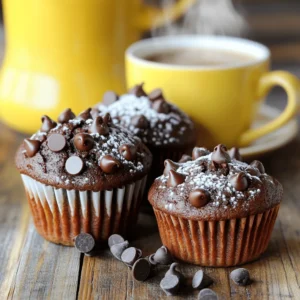 - 2 cups all-purpose flour - 1/2 cup unsweetened cocoa powder - 1 tablespoon baking powder - 1/2 teaspoon baking soda - 1/2 teaspoon salt - 1 cup granulated sugar - 1/2 cup brown sugar, packed - 1/2 cup unsalted butter, melted - 2 large eggs - 1 teaspoon vanilla extract - 1 cup buttermilk - 1/2 cup brewed espresso, cooled - 1 cup semi-sweet chocolate chips - 1/2 cup chopped walnuts (optional) - Chocolate chips for topping To make Bakery-Style Chocolate Chip Espresso Muffins, you need key ingredients. First, the dry ingredients create a rich base. The flour and cocoa powder give the muffins their structure and flavor. Baking powder and baking soda help them rise. Salt enhances the taste. Next, for the wet ingredients, you have sugars, butter, and eggs. The granulated and brown sugars add sweetness and depth. Melted butter adds moisture and richness. Eggs bind everything together, while vanilla extract adds a lovely aroma. Buttermilk makes the muffins tender, and espresso offers a coffee kick. Finally, for add-ins, chocolate chips are a must. They melt into gooey pockets of goodness. Chopped walnuts add a nice crunch, but they are optional. Topping the muffins with extra chocolate chips gives them a bakery-style finish that is hard to resist. Gather these ingredients to create a delightful treat! - Preheat the oven to 375°F (190°C). - Prepare the muffin tin with paper liners or grease it well. - Sift the flour, cocoa powder, baking powder, baking soda, and salt. - In a bowl, combine granulated sugar, brown sugar, melted butter, eggs, and vanilla extract. - Then, incorporate buttermilk and cooled espresso into this mixture. - Gradually add the dry ingredients to the wet ingredients. - Fold in chocolate chips and walnuts gently, ensuring even mixing. - Distribute the batter into muffin cups, filling each about 3/4 full. - Top with extra chocolate chips. - Bake for 18 to 20 minutes or until a toothpick comes out clean. - Avoid overmixing the batter: This prevents tough muffins. Mix gently until just combined. - Ensure ingredients are at room temperature: Room temperature eggs and buttermilk help create a smooth batter. - Use high-quality chocolate and espresso: Great ingredients make a big difference in taste. Choose rich and bold flavors. - Allow muffins to rest for a few minutes before serving: This gives flavors time to meld and enhances the taste. - Dust with powdered sugar: A light sprinkle adds a sweet touch and looks nice. - Serve warm with coffee or espresso: The warmth enhances flavors and makes for a cozy treat. {{image_2}} You can switch up your chocolate chips for a fun twist. Try using dark chocolate or white chocolate chips. They add a unique flavor and look beautiful in the muffins. You can even use flavored chocolate chips, like caramel or mint, to surprise your taste buds. Each option changes the muffin taste and makes it special. If you want to mix things up, try different nuts. You can substitute walnuts with pecans for a sweeter crunch. If you prefer no nuts, just leave them out. For a healthier option, add seeds like sunflower or pumpkin. They boost nutrition and add a nice texture. For gluten-free muffins, use gluten-free all-purpose flour. Make sure to check the package for the right measurements. You might need to adjust the other ingredients a bit to keep the texture right. This way, everyone can enjoy these tasty muffins! To keep your muffins fresh, store them in an airtight container. This helps lock in moisture. They will stay good at room temperature for up to 3 days. If you want to enjoy them later, consider freezing. Wrap each muffin individually in plastic wrap. This keeps them from getting freezer burn. You can freeze them for up to 3 months. When you’re ready to eat one, thaw it at room temperature. You can also use a microwave for quick thawing. To reheat, warm the muffins in the oven or microwave. If using the oven, set it to 350°F (175°C). This helps them regain their soft texture. For the microwave, heat in short bursts. This keeps them moist but check carefully to avoid drying them out. Yes, you can use instant coffee. Mix 1 tablespoon of instant coffee with 1/2 cup of hot water. Allow it to cool before adding it to your batter. Instant coffee will give a similar flavor, but it may not be as strong as brewed espresso. This change can affect the muffins' taste slightly. These muffins stay fresh for about 3 days at room temperature. Store them in an airtight container to keep them soft. For longer storage, place them in the fridge, where they stay good for up to a week. You can also freeze them for up to 3 months. Wrap each muffin tightly in plastic wrap before freezing. Yes, you can make these muffins vegan. Replace eggs with flax eggs or applesauce. Use a dairy-free butter and substitute buttermilk with almond milk mixed with vinegar. This will keep the muffins moist and fluffy while making them plant-based. The best way to measure flour is by using the spoon-and-level method. First, fluff up the flour in its container. Then, use a spoon to scoop flour into your measuring cup without packing it down. Finally, level off the top with a straight edge. This method ensures accuracy and prevents dry muffins. You now have everything to bake delicious chocolate espresso muffins. We explored the essential dry and wet ingredients, combined them step-by-step, and added tips for great texture and flavor. You can also try different variations to suit your taste. Remember, these muffins are easy to store and can be a treat anytime. Bake a batch today and enjoy the rich taste and warm aroma they bring. You'll love how simple it is to create a delightful snack!