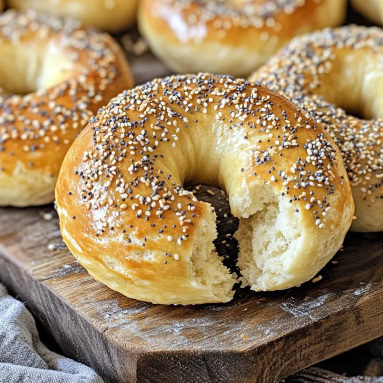 - 1 cup self-rising flour - 1 cup plain Greek yogurt - Cooking spray To make these bagels, I use a simple base of self-rising flour and plain Greek yogurt. Self-rising flour adds the right lift, while Greek yogurt gives moisture and flavor. The dough comes together quickly, making this recipe fun and easy. I always keep cooking spray on hand to ensure the bagels don’t stick to the air fryer. - Everything bagel seasoning - Sesame seeds - Poppy seeds While the bagels taste great on their own, toppings can take them to the next level. Everything bagel seasoning is a favorite of mine. It adds a savory crunch. Sesame and poppy seeds are also tasty options. You can sprinkle these on halfway through cooking for a delicious finish. Enjoy getting creative with the toppings! Start by taking a bowl. Add 1 cup of self-rising flour and 1 cup of plain Greek yogurt. Use a spoon to stir them together. Keep mixing until a shaggy dough forms. This means it should look a bit rough and not too smooth. If it feels too dry, you can add a little more yogurt. Next, move the dough to a floured surface. Use your hands to knead it gently for about 1 minute. You want it to feel smooth and elastic. After that, divide the dough into 4 equal pieces. Roll each piece into a log about 6 inches long. Take the ends of the log and pinch them together to make a bagel shape. Preheat your air fryer to 350°F (175°C). While it heats, lightly spray the air fryer basket with cooking spray. Place the bagels in the basket without touching each other. Now, air fry the bagels for 10 to 12 minutes. They should turn golden brown and puff up. If you want toppings, sprinkle them on the bagels after the first 5 minutes. When done, take them out and let them cool on a wire rack. Enjoy your warm bagels! To make great bagels, your dough needs to be well-kneaded. A well-kneaded dough feels smooth and elastic. You should not see any dry spots. If your dough is too sticky, sprinkle a bit of flour. Knead it in until the texture feels right. If it’s dry, add a little yogurt. Mix it in until you get that perfect balance. For air frying, set your air fryer to 350°F (175°C). Cook the bagels for 10 to 12 minutes. They should look golden brown when done. To ensure even cooking, do not overcrowd the basket. Leave space between each bagel. This helps hot air circulate and cook them evenly. These bagels are best served warm. Slice them open and spread with cream cheese. You can also add your favorite toppings. For a fun twist, try everything bagel seasoning or sesame seeds. Poppy seeds add a nice crunch too. Get creative and experiment with different flavors to find your favorite! {{image_2}} You can make your bagels even better. Try adding herbs or spices to the dough. A pinch of garlic powder or dried oregano can give a nice kick. You can also mix in some cheese for a savory twist. Don't be shy; let your taste buds guide you! Toppings make a huge difference too. After cooking for five minutes, sprinkle on everything bagel seasoning. Sesame seeds and poppy seeds are great choices as well. You can even try a sweet topping with cinnamon sugar. The options are endless! If you need gluten-free bagels, use gluten-free self-rising flour. Mix it with plain Greek yogurt as you would with regular flour. This will keep the same great taste and texture. For a vegan option, swap the Greek yogurt for a dairy-free yogurt. Make sure it has a similar texture. This way, you can enjoy a warm bagel without any animal products. Cooking should be fun and fit your needs! To keep your bagels fresh, store them in a plastic bag. Seal the bag tightly. Place it in the fridge if you plan to eat them within three days. This keeps them from drying out. If you want to save them longer, try freezing. Place bagels in a freezer-safe bag. Make sure to remove as much air as possible. They can last up to three months in the freezer. When you’re ready to eat, just pull one out. Let it thaw at room temperature or pop it in the microwave for a few seconds. To reheat bagels, use the air fryer for the best texture. Set the air fryer to 300°F (150°C). Heat the bagels for about 3-5 minutes. This brings back their crispiness. If you prefer, you can also use a toaster. Toast them on a medium setting until warm. Enjoy your bagels with cream cheese or your favorite spread! To check if your bagels are cooked, look for a golden brown color. They should feel firm to the touch. You can also tap the bottom; a hollow sound means they are done. If they need more time, return them to the air fryer for another minute or two. Always trust your eyes and ears! Yes, you can make the dough ahead of time! Store it in an airtight container in the fridge. Use it within two days for the best texture. If you want to freeze it, wrap it tightly in plastic wrap. It can last up to a month in the freezer. Just remember to thaw it in the fridge before using. If you don’t have self-rising flour, you can make your own. Combine 1 cup of all-purpose flour with 1.5 teaspoons of baking powder and a pinch of salt. Mix well before adding the Greek yogurt. This works great and gives you the same fluffy texture! In this blog post, we explored making easy bagels using just three main ingredients. You learned how to mix, knead, and cook them in an air fryer. We also shared handy tips for perfecting your dough and suggested fun toppings. Remember, you can customize your bagels to fit your taste and dietary needs. Making bagels at home is fun and creative. Try different flavors and toppings. With these steps, you can enjoy fresh bagels any time. Happy baking!