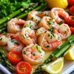 For the Lemon Butter Shrimp, you need: - 1 lb large shrimp, peeled and deveined - 1 lb asparagus, trimmed - 1 cup cherry tomatoes, halved These key ingredients make the dish fresh and bright. The shrimp give the meal its main flavor. Asparagus adds a nice crunch, while cherry tomatoes bring sweetness. Using fresh ingredients really boosts the taste. You should always choose bright, firm asparagus. Look for shrimp that smell clean and fresh. The tomatoes should be vibrant and juicy. Fresh lemon juice and zest add a zesty kick. This dish needs some simple seasonings to shine: - 4 tablespoons unsalted butter, melted - 3 tablespoons fresh lemon juice - Zest of 1 lemon - 3 cloves garlic, minced - 1 teaspoon paprika - Salt and pepper to taste - Fresh parsley, chopped, for garnish - Lemon wedges, for serving The garlic gives a rich aroma. Paprika adds warmth and color. Salt and pepper are essential for flavor. Parsley makes it pretty and bright. The lemon wedges are perfect for a little extra zing. Start by gathering your ingredients. You need shrimp, asparagus, cherry tomatoes, butter, lemon juice, lemon zest, garlic, paprika, salt, and pepper. Preheat your oven to 400°F (200°C). This step is key for the perfect bake. In a small bowl, mix the melted butter, lemon juice, lemon zest, minced garlic, paprika, salt, and pepper. Whisk well until combined. This mixture adds great flavor. Next, take a large sheet pan. Arrange the trimmed asparagus and halved cherry tomatoes in a single layer. Drizzle half of the lemon butter mixture over them. Toss gently to coat all the veggies. This helps them absorb the tasty sauce. Now, create a space in the middle of the pan. Place the shrimp in a single layer. Pour the remaining lemon butter mixture over the shrimp. Make sure all shrimp are coated well. This ensures they soak up all that lemony goodness. Bake everything in the preheated oven. Set a timer for 12-15 minutes. The shrimp will turn pink and opaque. The asparagus should be tender. Keep an eye on them for perfect results. For best results, use large shrimp. They cook evenly and stay juicy. Avoid overcooking the shrimp. Once they turn pink, they are done. You can also use fresh shrimp for even better taste. Don’t forget to sprinkle fresh parsley on top before serving. It adds color and a nice flavor boost. Serve with lemon wedges for an extra zing. Enjoy your dish straight from the pan for a fun family meal! To cook your shrimp and veggies evenly, spread them out well. Overcrowding the pan can trap steam and make them soggy. Use a large sheet pan and keep the shrimp in one layer. This way, they cook nicely and get that great golden look. Turn the pan halfway through baking to help with even heat. You can boost the taste of your dish easily. Try adding fresh thyme or dill for a new twist. A pinch of red pepper flakes makes the shrimp nice and spicy. For a deeper flavor, toss in some fresh basil or oregano. Experimenting with herbs can make each meal unique and exciting. One big mistake is not patting the shrimp dry. If they are wet, they won't sear well. Another error is using cold shrimp straight from the fridge. Let them sit out for a few minutes before cooking. This helps them cook more evenly. Lastly, don't skip the lemon zest; it adds a bright, fresh flavor that ties everything together. {{image_2}} You can change up the veggies in this dish. Try bell peppers for a sweet crunch. Broccoli adds a nice bite and pairs well with shrimp. You might also like zucchini; it cooks quickly and soaks up flavor. Carrots bring a pop of color and sweetness. Don't forget about snap peas; they add a fresh, crisp texture. If you enjoy spice, add red pepper flakes to the lemon butter mix. Start with a pinch and taste as you go. You can also use diced jalapeños for a fresh heat. Another option is to toss in some hot sauce before baking. This will give your shrimp a nice kick, while still keeping the lemony flavor. For a creamy twist, mix in some heavy cream or sour cream into the butter sauce. This will create a rich and velvety texture. You can also add cream cheese for a thicker sauce. Stir it in after baking for a delightful finish. Serve this creamy shrimp over pasta or rice to soak up all the delicious sauce. To store your leftover Lemon Butter Shrimp, let it cool first. Place it in an airtight container. I recommend using glass containers for better taste. Keep the container in the fridge. Your shrimp and veggies will last about three days this way. When you’re ready to enjoy leftovers, reheat them gently. Use a skillet on low heat for best results. Add a splash of water or lemon juice to keep it moist. Stir until heated through. You can also microwave it. Just cover it with a damp paper towel. Heat for 30 seconds at a time, checking often. If you want to freeze the Lemon Butter Shrimp, do this before cooking. Place everything in a freezer bag. Squeeze out the air to prevent freezer burn. This meal can stay good for about two months. To thaw, move it to the fridge overnight. Once thawed, cook it right away for the best taste. You can prepare some parts ahead. Chop the asparagus and tomatoes. Mix the lemon butter sauce too. Store them in separate containers in the fridge. Before cooking, add the shrimp to the pan. This keeps everything fresh. Cook it right before serving for the best taste. Lemon butter shrimp pairs well with many sides. Here are some tasty options: - Rice: White, brown, or lemon-flavored rice works great. - Pasta: A light pasta with olive oil complements the shrimp. - Salad: A fresh green salad adds a nice crunch. - Bread: Crusty bread is perfect for soaking up the sauce. These sides balance the meal and enhance the flavors. Cooking shrimp on a sheet pan takes about 12-15 minutes. The shrimp should turn pink and opaque when done. Asparagus should be tender but still crisp. Keep an eye on them to avoid overcooking. This quick method makes dinner easy and delicious. Lemon butter shrimp is simple and full of flavor. You learned about the main ingredients, preparation steps, and cooking methods. I shared tips for perfect cooking and variations to try. Storing and reheating leftovers is easy if you follow my advice. Try this dish soon; it’s sure to impress. Enjoy exploring flavors and making it your own. Remember, cooking is fun, and practice makes perfect!