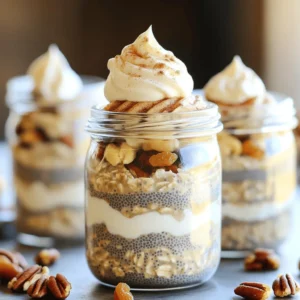 To make the perfect cinnamon roll overnight oats, gather these key ingredients: - 1 cup rolled oats - 1 tablespoon chia seeds - 1 cup almond milk (or milk of choice) - 1 teaspoon vanilla extract - 1 teaspoon ground cinnamon - 1 tablespoon maple syrup (or honey) - 1/4 cup Greek yogurt (optional for creaminess) These ingredients blend together to create a creamy, sweet, and spiced treat. The rolled oats form the base, while chia seeds add a nice texture. Almond milk keeps it light and dairy-free, but feel free to use any milk you love. The vanilla adds warmth, and cinnamon brings that classic flavor we all adore. You can enhance your oats with these fun add-ins: - 2 tablespoons raisins or chopped pecans (optional) - 1 tablespoon cream cheese (for swirl topping) - Additional cinnamon for garnish Raisins or pecans can add sweetness and crunch. If you want a richer taste, add cream cheese on top for a frosting-like finish. A sprinkle of extra cinnamon gives it that last touch of flavor. If you need to swap out ingredients, here are some great options: - For almond milk, use oat milk, soy milk, or regular milk. - Swap maple syrup for honey or agave syrup for sweetness. - Use coconut yogurt instead of Greek yogurt for a dairy-free option. These substitutes keep the recipe flexible. You can still enjoy this breakfast delight while sticking to your dietary needs. Start by gathering your dry ingredients. This includes: - 1 cup rolled oats - 1 tablespoon chia seeds - 1 teaspoon ground cinnamon In a medium bowl or jar, combine the oats, chia seeds, and cinnamon. Mix these well. This blend gives your oats a cozy flavor. Next, grab another bowl for the wet ingredients. You will need: - 1 cup almond milk (or milk of choice) - 1 teaspoon vanilla extract - 1 tablespoon maple syrup (or honey) - 1/4 cup Greek yogurt (optional for creaminess) Whisk these together until smooth. The yogurt adds richness, but it’s okay if you skip it. Now, pour the wet mixture over the dry ingredients. Stir until everything is well mixed. If you want, fold in: - 2 tablespoons raisins or chopped pecans Divide the mixture into two jars. Cover them tightly and refrigerate overnight. This lets the oats soak and become creamy. The next morning, stir the oats again. Top each jar with a dollop of cream cheese. Swirl it in like frosting. A sprinkle of extra cinnamon on top adds a nice touch. Enjoy your delicious cinnamon roll overnight oats! To get smooth and creamy oats, you need to mix well. Combine the dry and wet ingredients thoroughly. Make sure the oats soak up the liquid overnight. If you like it thicker, cut back on the milk. For a creamier texture, add Greek yogurt. Store your oats in a sealed jar or container. Make sure they are covered to keep them fresh. Refrigerate overnight or for at least four hours. This lets the oats soften and blend well. Try to eat them within three days for the best taste. Serve your oats in clear jars to show off the layers. Top with a swirl of cream cheese for a fun look. Add extra cinnamon on top for a warm flavor. You can also sprinkle on some pecans or raisins for crunch. Enjoy them cold or warm them slightly in the microwave. {{image_2}} To make nut-free cinnamon roll overnight oats, you can swap the almond milk for oat milk or any nut-free milk. This keeps the creamy texture while ensuring no nuts are involved. You can also skip any nuts in the mix. Use sunflower seeds or pumpkin seeds for added crunch. If you prefer a vegan version, simply replace Greek yogurt with coconut yogurt. Use maple syrup as your sweetener. This way, you keep the delicious flavor without any animal products. You can add extra chia seeds for creaminess and nutrition. You can get creative with toppings. Consider fresh fruits like sliced bananas or berries for a burst of flavor. Drizzle some agave syrup or more maple syrup on top for sweetness. For a richer experience, add a dollop of coconut cream. Each topping brings a new taste, making your oats exciting every time. To store leftover cinnamon roll overnight oats, place them in airtight containers. This keeps them fresh. You can use jars or any container with a tight lid. Make sure to store them in the fridge. They taste best when eaten cold. These oats last about 3 to 5 days in the fridge. If you want to freeze them, use freezer-safe containers. They can stay fresh for up to 3 months in the freezer. When ready to eat, just thaw them in the fridge overnight. If you prefer warm oats, here’s how to heat them. First, take them out of the fridge. Then, place the oats in a microwave-safe bowl. Heat for about 30 seconds to 1 minute. Stir after each 15 seconds until warm. You can add a splash of almond milk to keep them creamy. Enjoy them fresh from the microwave! Yes, you can use quick oats. They will soak faster. This means your oats may become softer. If you like a chewier texture, stick with rolled oats. These oats last for about five days in the fridge. Just keep them in a sealed jar. The oats will stay fresh and tasty. If you notice any change in smell or color, toss them out. Absolutely! You can double or triple the recipe. Just keep the same ratios of ingredients. Use larger containers to store your oats. This way, you can enjoy them all week long! Cinnamon roll overnight oats are simple and fun to make. We covered essential ingredients, steps, and tips for the best results. You can customize them with add-ins or make them nut-free and vegan. Storing leftovers is easy, and reheating is quick. Try this recipe for a tasty, healthy breakfast. Enjoy your oats and let your taste buds celebrate!