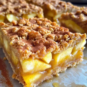 - 2 cups rolled oats - 1 cup all-purpose flour - 1/2 cup brown sugar - 1/2 cup granulated sugar - 1/2 teaspoon baking soda - 1/2 teaspoon pumpkin spice mix - 1/4 teaspoon salt - 1/2 cup unsalted butter, melted - 2 cups Granny Smith apples, peeled, cored, and diced - 1 cup pumpkin puree - 3 tablespoons lemon juice - 1 teaspoon vanilla extract - 1 teaspoon cinnamon The ingredients for Pumpkin Spice Apple Crisp Bars are simple yet flavorful. I love using rolled oats for the crust. They give the bars a great texture. The all-purpose flour adds structure. Combining brown and granulated sugar brings the perfect sweetness. The baking soda helps the bars rise just right. Pumpkin spice mix adds warmth and flavor. A touch of salt balances the sweetness. For the filling, I choose Granny Smith apples. Their tartness pairs well with the sweet pumpkin puree. I add lemon juice for brightness and vanilla extract for depth. Cinnamon rounds out the flavors beautifully. This mix of ingredients creates a cozy fall treat. You can already imagine the aroma filling your kitchen. First, you need to preheat your oven to 350°F (175°C). This step warms your oven, ensuring even baking. Next, grab a 9x13 inch baking dish. You can grease it with butter or use parchment paper. Parchment paper helps with easy removal later. In a large bowl, combine the dry ingredients. Add 2 cups of rolled oats, 1 cup of all-purpose flour, 1/2 cup of brown sugar, and 1/2 cup of granulated sugar. Then, add 1/2 teaspoon of baking soda, 1/2 teaspoon of pumpkin spice mix, and 1/4 teaspoon of salt. Mix these well until everything is combined. In another bowl, you will mix the wet ingredients and apples. Start with 2 cups of diced Granny Smith apples. Add 1 cup of pumpkin puree, 3 tablespoons of lemon juice, 1 teaspoon of vanilla extract, and 1 teaspoon of cinnamon. Toss everything together until the apples are well coated. Now, it’s time to put everything together. Take the dry mixture and spread half of it in the bottom of your baking dish. Press it down firmly to create a crust. Next, pour the apple and pumpkin mixture over this crust. Make sure to spread it out evenly. Finally, crumble the reserved oat mixture on top of the apple layer. Place the dish in your preheated oven. Bake for 30 to 35 minutes. You want the top to be golden brown and the filling to be bubbly. Once done, remove it from the oven. Let it cool in the pan for about 15 minutes. This cooling time helps the bars set, making it easier to slice them. To make a great crust for your pumpkin spice apple crisp bars, start with the right ingredients. Use rolled oats and all-purpose flour for the base. Mix them well with brown sugar, granulated sugar, baking soda, pumpkin spice mix, and salt. Pour in melted unsalted butter to bind everything together. Press the mixture firmly into your baking dish. Make sure it’s even and smooth. This step is key to a sturdy and tasty crust. Let the crust bake for a few minutes before adding the apple filling. This gives it a great start and helps prevent sogginess. While pumpkin spice mix is great, you can boost flavor with extra spices. Consider adding a pinch of nutmeg or ginger for warmth. A little extra cinnamon can also make a big difference. These spices work well with apples and pumpkin, creating a cozy fall flavor. Taste your apple and pumpkin mixture before spreading it on the crust. If it needs more flavor, don’t hesitate to add a bit more spice. Remember, cooking is all about personal taste, so trust your instincts! For a delightful treat, serve your pumpkin spice apple crisp bars warm. Top them with a scoop of vanilla ice cream or a dollop of whipped cream. A sprinkle of pumpkin spice on top adds a nice touch. These bars also pair well with coffee or tea. If you want a fun twist, try drizzling caramel sauce over the bars before serving. This adds sweetness and makes the dish even more special. Enjoy your delicious fall treat! {{image_2}} You can use different apple types for your bars. Fuji or Honeycrisp apples add sweetness. If you prefer less tartness, these are great options. You can also use pears. They bring a nice softness and sweetness. Just peel and dice them like apples. Mix them with the pumpkin puree as you would with apples. This gives you more flavor choices. For a gluten-free version, swap out the all-purpose flour. Use almond flour or coconut flour instead. Both options will work well. Make sure to check that your oats are certified gluten-free. This step is key to avoid any gluten cross-contact. Your bars will still taste amazing and have great texture. To make these bars vegan, you need to replace the butter and eggs. Use coconut oil or vegan butter in place of regular butter. For the egg, you can use flaxseed meal. Mix one tablespoon of flaxseed meal with three tablespoons of water. Let it sit for a few minutes to thicken. This mix acts like a binding agent. Your bars will still hold together and taste just as good. To keep your Pumpkin Spice Apple Crisp Bars tasty, store them in an airtight container. This helps prevent them from drying out. Make sure they cool completely before sealing them. You can keep them at room temperature for up to three days. If you want to enjoy them longer, refrigerate them. They last up to a week in the fridge. When you’re ready to enjoy a bar, reheating is easy. Place a bar on a microwave-safe plate. Heat it for about 15 to 20 seconds. This warms it up without making it too hot. You can also reheat them in the oven. Set the oven to 350°F (175°C) and heat for about 10 minutes. This will make the topping nice and crisp again. If you want to keep your Pumpkin Spice Apple Crisp Bars for longer, freezing is a great option. First, slice them and wrap each bar in plastic wrap. Then, put them in a freezer-safe bag or container. They will stay fresh for up to three months. When you’re ready to eat one, let it thaw in the fridge overnight. You can reheat it as described above for the best taste. Yes, you can use fresh pumpkin. Start by roasting a small pumpkin. Cut it in half, scoop out the seeds, and bake it cut-side down. Bake at 350°F for 40-50 minutes until soft. After cooling, scoop out the flesh. Blend it until smooth. This will give you fresh pumpkin puree for your bars. If you don't have Granny Smith apples, use other tart apples. Good choices include Honeycrisp or Braeburn. They will provide the right balance of sweet and tart. You can also mix in some sweet apples for added flavor. Just keep the total amount the same. These bars stay fresh for about 2-3 days at room temperature. Make sure to store them in an airtight container. This helps keep them soft and tasty. If you want them to last longer, consider refrigerating them. Yes, you can make these bars ahead of time. They store well and taste great even after a day. Just bake them, cool, and cover in plastic wrap. You can serve them warm or at room temperature later. We covered how to make tasty pumpkin spice apple crisp bars with simple steps. I shared key ingredients and detailed instructions for baking. You learned tips for big flavor and perfect crusts. We also explored fun variations and smart storage ideas. These bars are easy to make and delicious for any season. Enjoy baking and sharing them with friends and family!