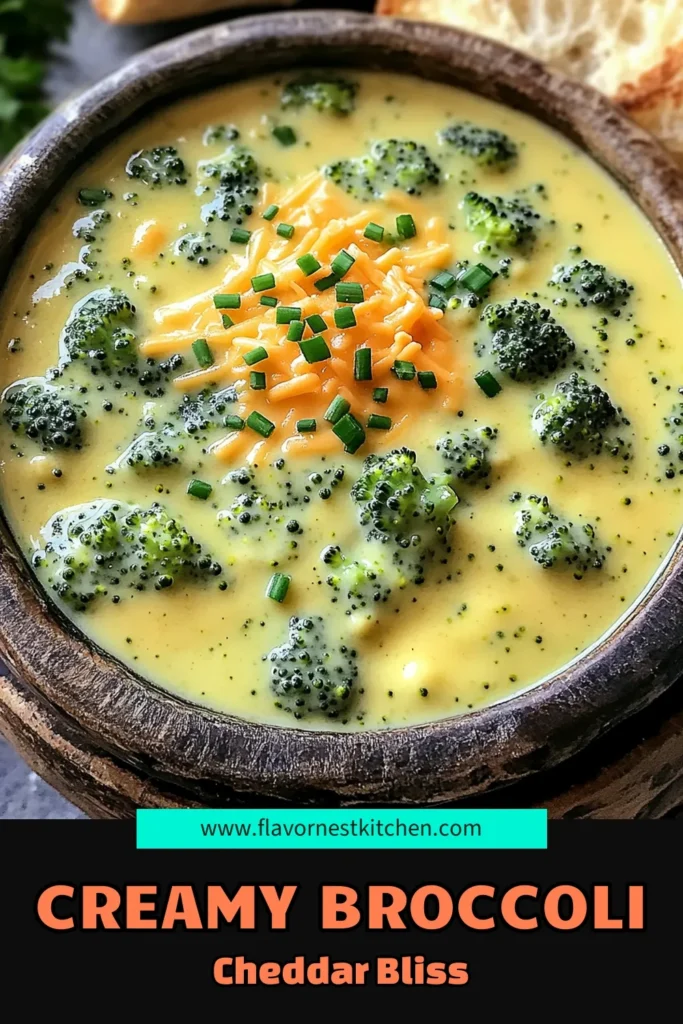 Warm up with a bowl of creamy broccoli cheddar soup that’s rich, cheesy, and oh-so-satisfying! This easy recipe guides you through blending fresh broccoli, sharp cheddar, and spices for a deliciously smooth soup in just 30 minutes. Perfect for cozy evenings, it’s a comforting dish that everyone will love. Click to discover the full recipe and enjoy this creamy delight! #BroccoliCheddarSoup #HealthyRecipes #ComfortFood #SoupSeason