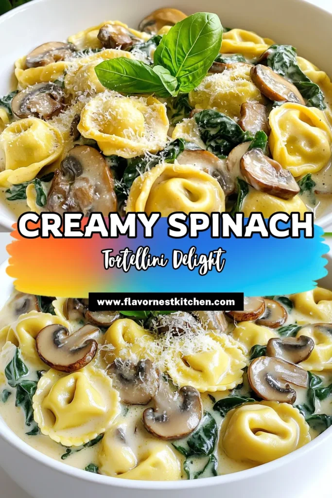Indulge in a delicious Creamy Mushroom Spinach Tortellini that’s perfect for any meal! This easy recipe features cheesy tortellini, savory mushrooms, and fresh spinach, all enveloped in a rich, creamy sauce. With simple ingredients and straightforward steps, you'll have a delightful dish ready in just 25 minutes. Click through for the full recipe and elevate your dinner tonight! #TortelliniRecipes #CreamyPasta #VegetarianDinner #MushroomRecipes