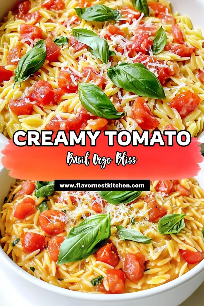 Indulge in the delicious flavors of Creamy Tomato Basil Orzo with this easy recipe! Perfect for a comforting dinner, this dish combines orzo pasta, fresh basil, and creamy goodness in just 25 minutes. Whether you're feeding the family or hosting friends, this meal is sure to impress. Click to explore the full recipe and elevate your cooking tonight! #CreamyTomatoBasilOrzo #EasyRecipes #PastaLovers #CookingInspiration