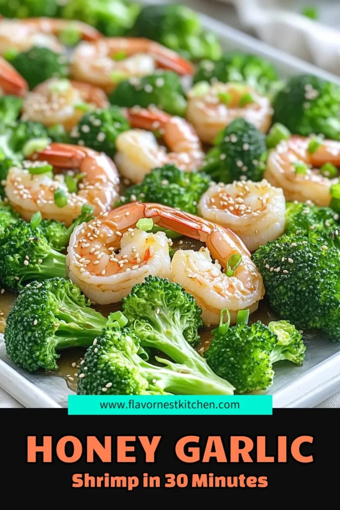 Enjoy a delicious and quick weeknight dinner with this Sheet Pan Honey Garlic Shrimp & Broccoli recipe! This easy dish combines succulent shrimp with tender broccoli, all baked together in a sweet and savory sauce. Perfect for busy evenings, it takes just 30 minutes to prep and cook. Click through for the full recipe and elevate your dinner game tonight! #HoneyGarlicShrimp #SheetPanRecipes #EasyDinnerIdeas #HealthyEating
