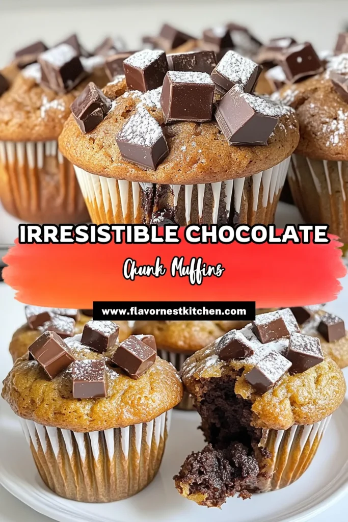 Indulge in the ultimate treat with these Decadent Chocolate Chunk Muffins! Soft, fluffy, and bursting with rich chocolate flavor, this easy recipe is perfect for breakfast or a sweet snack. With simple ingredients and straightforward steps, you'll have a dozen delicious muffins ready in just 35 minutes. Click through for the full recipe and impress your family and friends! #ChocolateMuffins #Baking #SweetTreats #MuffinRecipe