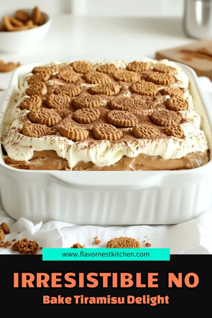 Indulge in the decadent flavors of this No Bake Lotus Biscoff Tiramisu that’s perfect for any dessert lover! With creamy mascarpone, rich coffee, and crunchy Lotus Biscoff cookies, this easy recipe is a showstopper. Get ready to impress your guests with minimal effort! Click to explore the full recipe and bring this delightful treat to your table. #NoBakeDesserts #Tiramisu #LotusBiscoff #DessertRecipes