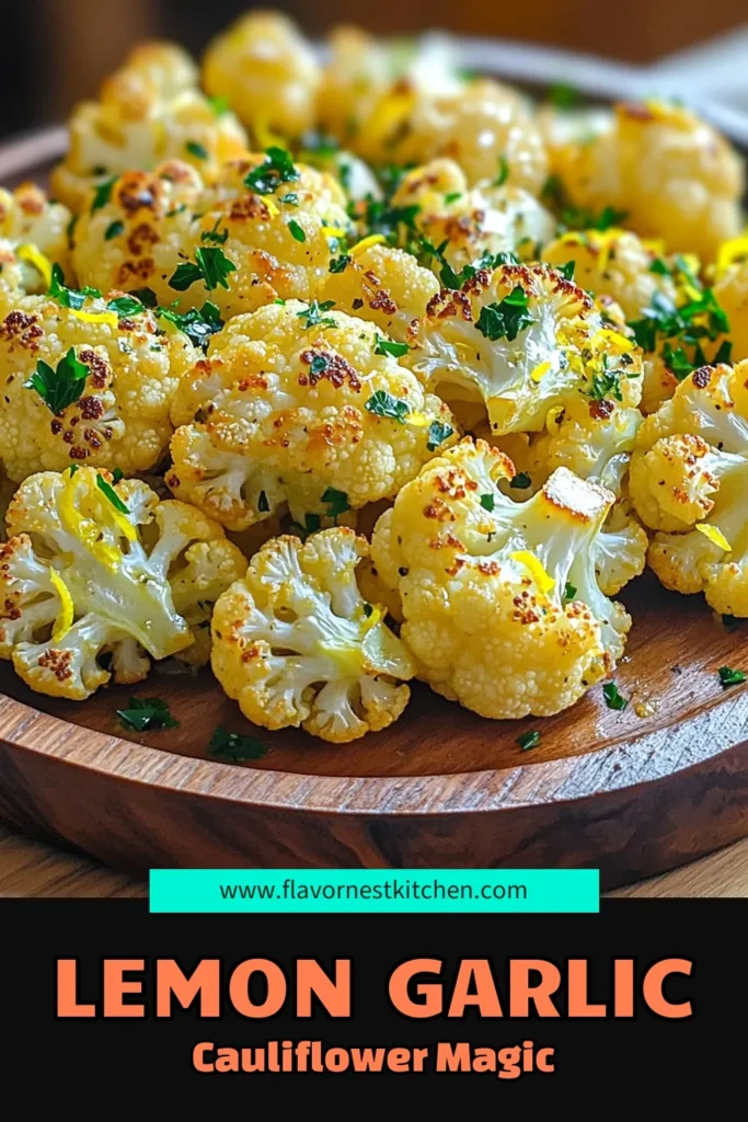 Elevate your side dish game with this delicious Lemon Garlic Roasted Cauliflower recipe! This simple yet flavorful dish features tender, golden cauliflower tossed in a zesty marinade of olive oil, garlic, and lemon, making it the perfect addition to any meal. Ready in just 40 minutes, it's a must-try for a healthy and tasty option. Click through to discover the full recipe and start roasting today! #CauliflowerRecipe #HealthyEating #VegetableSideDish #EasyRecipes