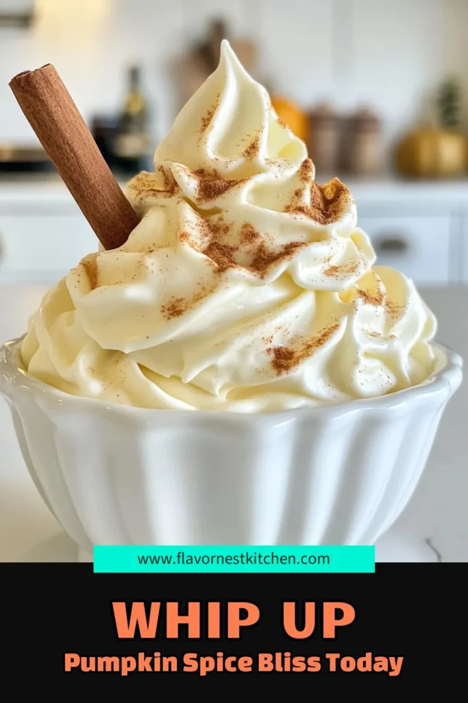 Elevate your fall desserts with this simple and delicious pumpkin spice whipped cream! With just a handful of ingredients, you can whip up a festive topping that adds a creamy, spiced touch to any treat. In only 10 minutes, enjoy this delightful blend that's perfect for coffee, pies, or just about anything! Click through for the full recipe and make your seasonal sweets even sweeter! #PumpkinSpice #WhippedCream #FallRecipes #DessertToppings