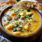 - 1 pound Italian sausage (or turkey sausage) - 1 medium onion, diced - 3 cloves garlic, minced - 1 can (15 oz) pumpkin puree - 4 cups chicken broth - 1 cup heavy cream - 1 teaspoon dried thyme - 1 teaspoon dried sage - ½ teaspoon nutmeg - 1 teaspoon salt - ½ teaspoon black pepper - Grated Parmesan cheese for serving To make this soup a true delight, you need some key ingredients. Start with one pound of Italian sausage or turkey sausage. This gives the soup a hearty base and a nice flavor. Next, add one medium onion, diced, and three cloves of minced garlic. These aromatics bring warmth and richness to your dish. The star of the show is one can of pumpkin puree. It adds creaminess and a lovely orange hue. For the broth, you'll use four cups of chicken broth to create a savory backdrop. Then, stir in one cup of heavy cream for that extra touch of richness. Herbs are essential, so don’t forget one teaspoon of dried thyme and one teaspoon of dried sage. These will elevate your soup's taste and aroma. For seasoning, use ½ teaspoon of nutmeg, one teaspoon of salt, and ½ teaspoon of black pepper. Adjust these to your liking. Lastly, for serving, consider adding grated Parmesan cheese. It melts beautifully and adds a great finish to each bowl. Enjoy the process and watch as your kitchen fills with amazing scents! First, take 1 pound of Italian sausage. Remove the casing and place it in a skillet. Cook it over medium heat until it browns. Use a spoon to break it apart as it cooks. This should take about 5 to 7 minutes. Once it is browned, transfer the sausage to your slow cooker. This step adds great flavor to the soup. Next, in the same skillet, add 1 medium diced onion and 3 cloves of minced garlic. Sauté them until they soften, which takes about 3 to 4 minutes. This will create a lovely base for your soup. After they are ready, add them to the slow cooker with the sausage. The aroma at this point is wonderful. Now, stir in the star of the show: 1 can of pumpkin puree. Then, add 4 cups of chicken broth and 1 cup of heavy cream. It’s time to add flavor too. Sprinkle in 1 teaspoon each of dried thyme and dried sage, along with ½ teaspoon of nutmeg. Finally, season with 1 teaspoon of salt and ½ teaspoon of black pepper. Mix everything well until it is combined. Cover the slow cooker and set the cooking time. You can choose to cook it on low for 6 to 8 hours or on high for 3 to 4 hours. About 30 minutes before you serve, add 1 package of gnocchi and 2 cups of roughly chopped spinach to the soup. Stir gently and let it cook until the gnocchi is tender. To adjust the seasoning of your soup, start with the basics. Taste the soup before serving. If it needs more zing, add a dash of salt or pepper. You can also try a squeeze of lemon juice. This helps balance the flavors and adds a nice acidity. If you use fresh herbs, add them at the end for a burst of flavor. Cooking gnocchi properly is key. If you cook it too long, it can get mushy. I recommend adding the gnocchi about 30 minutes before you serve. This way, it cooks just right. For the spinach, add it at the same time as the gnocchi. This keeps it bright and fresh, adding color to your soup. Garnishing makes a big difference. Top your soup with fresh parsley and a sprinkle of grated cheese. This adds a nice touch and makes it look appetizing. Consider serving the soup with crusty bread. It’s perfect for dipping and makes your meal feel cozy. Enjoy your delightful soup! {{image_2}} You can make this soup fit your needs. For a gluten-free option, choose gluten-free gnocchi. Many brands offer great choices. Look for ones made from rice flour or chickpeas. If you want a vegetarian version, swap the Italian sausage for mushrooms or lentils. Both add a hearty texture. You can also use veggie broth instead of chicken broth. Want to switch things up? You can replace Italian sausage with chicken sausage or even a spicy sausage. This change adds a different flavor. For a milder taste, use turkey sausage. Feel free to use other greens instead of spinach. Kale or Swiss chard work well. These greens add nutrition and taste. Just chop them roughly and stir them in. To make your soup pop, add spices like cayenne or paprika. These spices will give it a little kick. Start with a small amount and adjust to your taste. You can also try different herbs. Rosemary or basil can bring fresh flavors. Consider adding them toward the end of cooking. This helps keep their flavor bright and vibrant. To store your soup, let it cool first. Place it in an airtight container. You can keep it in the fridge for 3 to 4 days. Make sure to check for any odd smells before eating. If it smells fine, it should taste great too! You can freeze this soup for longer storage. Pour the cooled soup into freezer-safe bags. Remove as much air as possible before sealing. The soup can last up to 3 months in the freezer. When you are ready to eat, thaw it overnight in the fridge. To reheat, warm it slowly on the stovetop. This helps keep the texture right. If you use the microwave, do it in short bursts. Stir often to avoid hot spots. The best way to reheat is on the stovetop. Pour the soup into a pot, and heat it over medium heat. Stir it often to keep it smooth. If you prefer the microwave, use a safe bowl. Heat it for 1 to 2 minutes, stirring at each minute. This way, it warms evenly. Always taste before serving to check the flavor. Enjoy your cozy soup again! Yes, you can make this soup ahead of time. It tastes even better the next day. To prepare, follow the main steps and let it cool. Then, store it in a sealed container in the fridge. You can keep it there for up to three days. When ready to eat, just reheat on the stove. Stir occasionally until warm. This soup pairs well with many sides. Here are a few ideas: - Crusty bread: Perfect for dipping into the soup. - Green salad: A fresh salad can balance the rich flavors. - Garlic knots: These add a nice touch and flavor. - Cheesy breadsticks: These are great for a fun twist. Absolutely! Homemade gnocchi can make your soup even more special. If you use homemade, cook it fresh. Add it to the soup about 30 minutes before serving. This keeps it tender and delicious. If you use store-bought, follow the same steps. Just adjust the cooking time if needed. Homemade adds a personal touch that I know you'll love! This blog post explored a delicious Pumpkin Sausage Gnocchi Soup. We discussed key ingredients, including sausage, pumpkin puree, and cream. You learned how to cook the soup step by step and tips for flavor and texture. Moreover, we shared variations for dietary needs and ingredient swaps. Finally, we covered storage and reheating tips. Enjoy making this savory dish. It’s easy, comforting, and perfect for any meal.