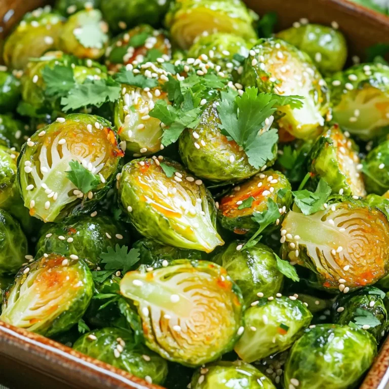 - 1 pound Brussels sprouts, trimmed and halved - 2 tablespoons olive oil - 3 tablespoons honey - 2 tablespoons Sriracha sauce - 1 tablespoon soy sauce - 1 teaspoon garlic powder - Salt and pepper to taste - Sesame seeds - Fresh cilantro To make Air Fryer Honey Sriracha Brussels Sprouts, you need fresh Brussels sprouts. Choose sprouts that are firm and bright green. Trim the ends and cut them in half for even cooking. You will also need olive oil. This oil helps the sprouts crisp up nicely in the air fryer. Next, let’s create a tasty glaze. Mix honey for sweetness, Sriracha sauce for heat, soy sauce for umami, garlic powder for flavor, and salt and pepper to enhance everything. For garnish, consider using sesame seeds and fresh cilantro. They add a nice touch to the dish. Gather these ingredients, and you are ready to cook! Enjoy the process and the great flavors! Preheat your air fryer to 375°F (190°C). This step is key for even cooking. A hot fryer makes your Brussels sprouts crispier and more delicious. In a large bowl, combine these ingredients: - 2 tablespoons olive oil - 3 tablespoons honey - 2 tablespoons Sriracha sauce - 1 tablespoon soy sauce - 1 teaspoon garlic powder - Salt and pepper to taste Stir until everything blends well. This glaze gives the sprouts a sweet and spicy kick. Take 1 pound of Brussels sprouts, trimmed and halved. Add them to the glaze bowl. Toss them well. Make sure every sprout gets coated. This is where the magic begins! Arrange the coated sprouts in a single layer in the air fryer basket. Don't overcrowd them; this helps them cook evenly. Air fry for 12-15 minutes. Shake the basket halfway through. This ensures all sides get crispy and golden brown. Once done, carefully remove the sprouts. Transfer them to a serving dish. For a nice touch, garnish with sesame seeds and fresh cilantro. They look great and taste even better! To get that perfect crunch, set your air fryer to 375°F (190°C). Preheat it for about 5 minutes. This step ensures that your Brussels sprouts cook evenly and get that nice, crispy texture. Arrange them in a single layer in the basket. Crowding the sprouts will make them steam instead of crisping up. Want to take your sprouts to the next level? Try adding a pinch of smoked paprika or cayenne pepper for extra heat. You can also mix in some lemon zest for a fresh zing. If you enjoy a nutty flavor, toss in some crushed peanuts or walnuts. Each of these additions can enhance the flavor and make your dish even more exciting. If your Brussels sprouts turn out undercooked, try air frying them a few minutes longer. Check them halfway through and give the basket a good shake. If they seem overcooked, reduce the cooking time next time. Keep a close eye on them. Remember, every air fryer cooks a bit differently, so adjust as needed for your appliance. {{image_2}} You can turn these Brussels sprouts into a full meal by adding protein. Chicken works great here. Just cut it into small pieces and toss it with the sprouts in the glaze. You can also use tofu for a plant-based option. Press the tofu to remove excess water, then cut it into cubes. Toss it into the honey Sriracha mix for flavor. If you don’t have an air fryer, you can still enjoy these Brussels sprouts. Preheat your oven to 400°F (200°C). Spread the sprouts on a baking sheet in a single layer. Roast them for about 20-25 minutes. Shake the pan halfway through to get even cooking. You can also pan-fry the sprouts in a skillet with olive oil until they are crispy. Don't feel limited to just honey and Sriracha. You can try different sauces for a new twist. For a sweet taste, use maple syrup instead of honey. If you like it spicy, add more Sriracha or try chili garlic sauce. For a tangy kick, mix in some lime juice or rice vinegar. These changes can make the dish your own. After cooking, let the Brussels sprouts cool down. Place them in an airtight container. Store this container in your fridge. They stay fresh for about three days. If you want to keep them crispy, don't cover them tightly. This helps air circulate and keeps them from getting soggy. For long-term storage, freezing is a great option. First, let the Brussels sprouts cool completely. Next, spread them on a baking sheet. Freeze them for about two hours until they are solid. Then, transfer the sprouts into a freezer bag. Squeeze out the air and seal it. They can last up to three months in the freezer. The honey Sriracha glaze can also be frozen. Store it in a separate container. To reheat your Brussels sprouts, use your air fryer. Set it to 350°F (175°C). Heat the sprouts for about 5-7 minutes. This method helps them regain their crispiness. You can also use an oven. Preheat to 350°F and spread them on a baking sheet. Bake for 10-15 minutes. Avoid using the microwave, as it makes them soggy. Enjoy your crispy treats! Yes, you can use frozen Brussels sprouts. Here’s how to do it right: - Thawing: First, take them out of the freezer. Let them sit at room temperature for about 30 minutes. You can also microwave them for a few minutes to speed this up. - Cooking: After thawing, make sure to pat them dry with a paper towel. This keeps them from getting soggy. Then, follow the same steps in the recipe. You may need to air fry them a bit longer, about 15-18 minutes. It’s easy to make this dish vegan. Here are some substitutions: - Honey: Use agave syrup or maple syrup instead of honey. Both add sweetness without animal products. - Soy sauce: Most soy sauces are already vegan, but check for brands that are certified vegan. You can also use tamari for a gluten-free option. These Brussels sprouts pair well with many dishes. Here are some great options: - Grains: Serve with brown rice or quinoa for a hearty meal. - Proteins: Add grilled chicken, tofu, or chickpeas for extra protein. - Salads: A fresh green salad complements the spicy-sweet flavor nicely. Feel free to mix and match these ideas for a balanced meal! This blog post showed how to make tasty Air Fryer Honey Sriracha Brussels Sprouts. We covered the main and flavoring ingredients, step-by-step cooking, and helpful tips for the best results. These crispy sprouts can fit into various meals. Try adding protein or different sauces for a twist. With easy storage and reheating tips, you can enjoy leftovers too. Dive in and enjoy!