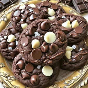 To bake the perfect bakery style triple chocolate cookies, you need the following ingredients: - 1 cup unsalted butter, softened - 1 cup brown sugar, packed - 1/2 cup granulated sugar - 2 large eggs - 2 teaspoons vanilla extract - 2 cups all-purpose flour - 3/4 cup cocoa powder - 1 teaspoon baking soda - 1/2 teaspoon salt - 1 cup semisweet chocolate chips - 1 cup milk chocolate chips - 1/2 cup white chocolate chips - Sea salt for sprinkling Each ingredient plays a key role. The butter adds richness, while the sugars provide sweetness. Eggs give structure and moisture. Flour and cocoa powder form the base, creating that chewy texture. Baking soda helps the cookies rise, and salt balances the sweetness. The chocolate chips offer a delightful burst of flavor in every bite. I love adding a sprinkle of sea salt on top. It enhances the chocolate flavor and adds a gourmet touch. Keep these ingredients on hand, and you’ll be ready to whip up a batch of cookies that feel like a treat from your favorite bakery. 1. Preheat your oven to 350°F (175°C). Line two baking sheets with parchment paper. 2. In a large bowl, cream together 1 cup of softened unsalted butter, 1 cup of packed brown sugar, and 1/2 cup of granulated sugar. Mix until light and fluffy, about 2-3 minutes. 3. Beat in 2 large eggs, one at a time. Then stir in 2 teaspoons of vanilla extract until well combined. 1. In a separate bowl, combine 2 cups of all-purpose flour, 3/4 cup of cocoa powder, 1 teaspoon of baking soda, and 1/2 teaspoon of salt. 2. Gradually add this dry mixture to the wet ingredients. Mix until just combined. 1. Fold in 1 cup of semisweet chocolate chips, 1 cup of milk chocolate chips, and 1/2 cup of white chocolate chips. Make sure the chips are evenly mixed throughout the dough. 2. Use a cookie scoop or tablespoon to drop heaping tablespoons of cookie dough onto the prepared baking sheets. Leave about 2 inches between each cookie. 3. Lightly sprinkle a pinch of sea salt on top of each cookie dough ball for that extra flavor boost. 4. Bake in the preheated oven for 10-12 minutes, or until the edges are set but the center is still soft. 5. Remove from the oven and let the cookies cool on the baking sheet for 5 minutes. Then transfer them to a wire rack to cool completely. To make cookies that taste like they came from a bakery, start by creaming the butter and sugars. This step adds air and makes the cookies light and fluffy. Mix them for about 2-3 minutes until the mixture is pale and smooth. Next, watch the baking time closely. Bake the cookies until the edges set, but the center stays soft. This gives you that perfect chewy bite. A good rule is to check them at 10 minutes. If they look a bit underbaked, that’s just right! When it comes to presentation, arrange the cookies on a nice platter. Drizzle some melted chocolate on top for a fancy touch. You can also add chocolate curls for extra flair. Pair these cookies with a tall glass of cold milk or a warm cup of coffee. The flavors blend beautifully, making each bite a delight. Enjoying these cookies fresh out of the oven is the best way to savor their rich, chocolatey goodness! {{image_2}} You can change the types of chocolate in these cookies. Use dark chocolate for a rich taste. White chocolate can be swapped for butterscotch chips. If you prefer something different, try adding a mix of chocolates for fun. For gluten-free cookies, use almond flour or a gluten-free all-purpose blend. These options work well without losing flavor. Just remember to check the package for a one-to-one ratio with regular flour. Want to make your cookies even more special? Add nuts like walnuts or pecans for a nice crunch. You can also toss in dried fruits like cranberries or cherries for a fruity twist. Spices can take your cookies to the next level too. A sprinkle of cinnamon or a dash of nutmeg adds warmth and depth to the flavor. Don't hesitate to experiment; cooking is all about finding what you love! To keep your cookies fresh, follow these tips: - Use an airtight container: This helps keep cookies soft and chewy. - Layer with parchment paper: Place parchment between layers of cookies to avoid sticking. - Keep away from heat: Store in a cool, dry place away from sunlight. You can store cookies at room temperature for up to a week. If you need them to last longer, refrigeration is an option. Just remember to let them come to room temperature before serving. Freezing is a great way to save cookies for later. Here’s how to do it: - Freezing unbaked dough: Scoop cookie dough onto a baking sheet. Freeze for 1-2 hours. Then, transfer the dough balls to a freezer bag. They will last for up to three months. - Freezing baked cookies: Let cookies cool completely. Place them in an airtight container or freezer bag. They can also last for three months. To thaw, just remove your cookies from the freezer. Let them sit at room temperature for about 30 minutes. If you froze dough, bake them straight from the freezer. Just add 1-2 extra minutes to the baking time. Enjoy your fresh cookies anytime! To make your cookies softer, use more brown sugar. Brown sugar has moisture, which helps keep cookies soft. Also, do not overbake them. You want the edges set but the center still soft. Yes, you can use other sugars. You can try coconut sugar for a rich, caramel flavor. Using only granulated sugar will make your cookies less soft. Mixing sugars gives the best taste and texture. You can use applesauce or mashed banana as an egg substitute. Use 1/4 cup of either for one egg. This will keep your cookies moist. Remember, the flavor may change slightly with these substitutes. These cookies can last about one week at room temperature. Store them in an airtight container. They may last longer in the fridge, but they can become dry. Yes, you can make the dough ahead of time. Chill it in the fridge for up to three days. You can also freeze the dough for up to three months. Just scoop and bake when you are ready! These cookies are easy to make with simple ingredients and clear steps. We covered how to mix them right and tips for best results. You learned how to store and freeze your cookies for later. Remember, practice makes perfect. Don't be scared to experiment with flavors or textures. Soon, you'll create the perfect batch. Enjoy baking and tasting your delicious treats!