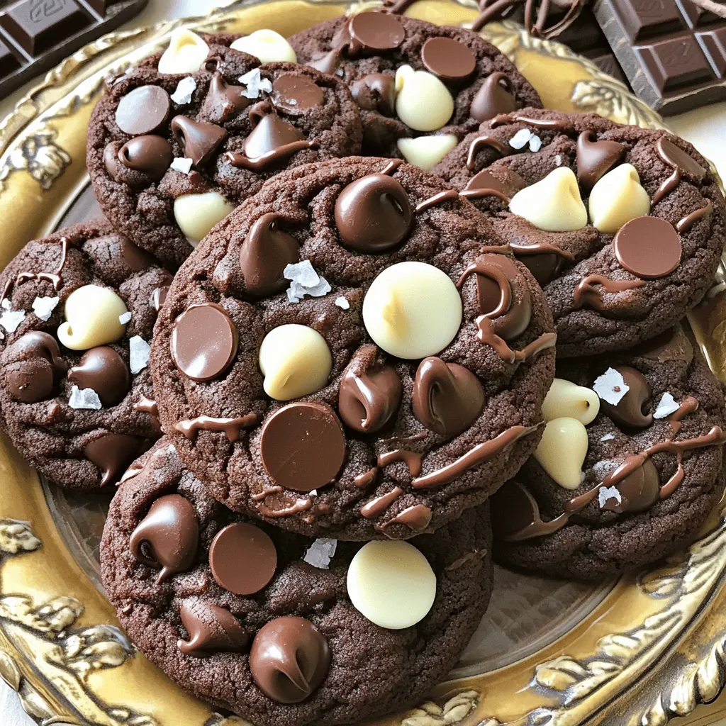 To bake the perfect bakery style triple chocolate cookies, you need the following ingredients: - 1 cup unsalted butter, softened - 1 cup brown sugar, packed - 1/2 cup granulated sugar - 2 large eggs - 2 teaspoons vanilla extract - 2 cups all-purpose flour - 3/4 cup cocoa powder - 1 teaspoon baking soda - 1/2 teaspoon salt - 1 cup semisweet chocolate chips - 1 cup milk chocolate chips - 1/2 cup white chocolate chips - Sea salt for sprinkling Each ingredient plays a key role. The butter adds richness, while the sugars provide sweetness. Eggs give structure and moisture. Flour and cocoa powder form the base, creating that chewy texture. Baking soda helps the cookies rise, and salt balances the sweetness. The chocolate chips offer a delightful burst of flavor in every bite. I love adding a sprinkle of sea salt on top. It enhances the chocolate flavor and adds a gourmet touch. Keep these ingredients on hand, and you’ll be ready to whip up a batch of cookies that feel like a treat from your favorite bakery. 1. Preheat your oven to 350°F (175°C). Line two baking sheets with parchment paper. 2. In a large bowl, cream together 1 cup of softened unsalted butter, 1 cup of packed brown sugar, and 1/2 cup of granulated sugar. Mix until light and fluffy, about 2-3 minutes. 3. Beat in 2 large eggs, one at a time. Then stir in 2 teaspoons of vanilla extract until well combined. 1. In a separate bowl, combine 2 cups of all-purpose flour, 3/4 cup of cocoa powder, 1 teaspoon of baking soda, and 1/2 teaspoon of salt. 2. Gradually add this dry mixture to the wet ingredients. Mix until just combined. 1. Fold in 1 cup of semisweet chocolate chips, 1 cup of milk chocolate chips, and 1/2 cup of white chocolate chips. Make sure the chips are evenly mixed throughout the dough. 2. Use a cookie scoop or tablespoon to drop heaping tablespoons of cookie dough onto the prepared baking sheets. Leave about 2 inches between each cookie. 3. Lightly sprinkle a pinch of sea salt on top of each cookie dough ball for that extra flavor boost. 4. Bake in the preheated oven for 10-12 minutes, or until the edges are set but the center is still soft. 5. Remove from the oven and let the cookies cool on the baking sheet for 5 minutes. Then transfer them to a wire rack to cool completely. To make cookies that taste like they came from a bakery, start by creaming the butter and sugars. This step adds air and makes the cookies light and fluffy. Mix them for about 2-3 minutes until the mixture is pale and smooth. Next, watch the baking time closely. Bake the cookies until the edges set, but the center stays soft. This gives you that perfect chewy bite. A good rule is to check them at 10 minutes. If they look a bit underbaked, that’s just right! When it comes to presentation, arrange the cookies on a nice platter. Drizzle some melted chocolate on top for a fancy touch. You can also add chocolate curls for extra flair. Pair these cookies with a tall glass of cold milk or a warm cup of coffee. The flavors blend beautifully, making each bite a delight. Enjoying these cookies fresh out of the oven is the best way to savor their rich, chocolatey goodness! {{image_2}} You can change the types of chocolate in these cookies. Use dark chocolate for a rich taste. White chocolate can be swapped for butterscotch chips. If you prefer something different, try adding a mix of chocolates for fun. For gluten-free cookies, use almond flour or a gluten-free all-purpose blend. These options work well without losing flavor. Just remember to check the package for a one-to-one ratio with regular flour. Want to make your cookies even more special? Add nuts like walnuts or pecans for a nice crunch. You can also toss in dried fruits like cranberries or cherries for a fruity twist. Spices can take your cookies to the next level too. A sprinkle of cinnamon or a dash of nutmeg adds warmth and depth to the flavor. Don't hesitate to experiment; cooking is all about finding what you love! To keep your cookies fresh, follow these tips: - Use an airtight container: This helps keep cookies soft and chewy. - Layer with parchment paper: Place parchment between layers of cookies to avoid sticking. - Keep away from heat: Store in a cool, dry place away from sunlight. You can store cookies at room temperature for up to a week. If you need them to last longer, refrigeration is an option. Just remember to let them come to room temperature before serving. Freezing is a great way to save cookies for later. Here’s how to do it: - Freezing unbaked dough: Scoop cookie dough onto a baking sheet. Freeze for 1-2 hours. Then, transfer the dough balls to a freezer bag. They will last for up to three months. - Freezing baked cookies: Let cookies cool completely. Place them in an airtight container or freezer bag. They can also last for three months. To thaw, just remove your cookies from the freezer. Let them sit at room temperature for about 30 minutes. If you froze dough, bake them straight from the freezer. Just add 1-2 extra minutes to the baking time. Enjoy your fresh cookies anytime! To make your cookies softer, use more brown sugar. Brown sugar has moisture, which helps keep cookies soft. Also, do not overbake them. You want the edges set but the center still soft. Yes, you can use other sugars. You can try coconut sugar for a rich, caramel flavor. Using only granulated sugar will make your cookies less soft. Mixing sugars gives the best taste and texture. You can use applesauce or mashed banana as an egg substitute. Use 1/4 cup of either for one egg. This will keep your cookies moist. Remember, the flavor may change slightly with these substitutes. These cookies can last about one week at room temperature. Store them in an airtight container. They may last longer in the fridge, but they can become dry. Yes, you can make the dough ahead of time. Chill it in the fridge for up to three days. You can also freeze the dough for up to three months. Just scoop and bake when you are ready! These cookies are easy to make with simple ingredients and clear steps. We covered how to mix them right and tips for best results. You learned how to store and freeze your cookies for later. Remember, practice makes perfect. Don't be scared to experiment with flavors or textures. Soon, you'll create the perfect batch. Enjoy baking and tasting your delicious treats!