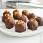 - 1 cup almond flour - 1/2 cup canned pumpkin puree - 1/4 cup almond butter - 1/4 cup maple syrup - 1 teaspoon vanilla extract - 1 teaspoon pumpkin pie spice - 1/4 teaspoon salt - 1/2 cup dark chocolate chips - 1 tablespoon coconut oil - Optional: crushed pecans or walnuts for coating For these no-bake pumpkin cookie dough truffles, you need simple yet delicious ingredients. Almond flour gives the truffles a nice base. Canned pumpkin puree adds moisture and a lovely flavor. Almond butter is creamy and rich, while maple syrup brings sweetness. Pumpkin pie spice gives the truffles that cozy, fall taste. A little salt enhances all the flavors. Dark chocolate chips and coconut oil create a smooth, yummy coating. If you like, you can use crushed pecans or walnuts to add crunch. Gather these ingredients before you start. It makes the cooking process easier and more enjoyable. With these items, you are ready to make a delightful treat that everyone will love! To make the dough, start by mixing the ingredients in a large bowl. Take 1 cup of almond flour, 1/2 cup of canned pumpkin puree, 1/4 cup of almond butter, 1/4 cup of maple syrup, 1 teaspoon of vanilla extract, 1 teaspoon of pumpkin pie spice, and 1/4 teaspoon of salt. Stir these until the mixture is smooth and dough-like. Once mixed well, cover the bowl with plastic wrap. Place it in the fridge for about 30 minutes. This step helps firm up the dough, making it easier to handle. After the dough is chilled, it's time to form the truffles. Grab a tablespoon of the mixture and roll it into a ball with your hands. Place these balls on a parchment-lined baking sheet. Keep rolling until you use all the dough. You should get around 12 to 15 truffles. This process is fun and lets you shape each truffle just how you like. Now, let's coat the truffles in chocolate. In a small microwave-safe bowl, combine 1/2 cup of dark chocolate chips and 1 tablespoon of coconut oil. Microwave the bowl in 30-second intervals. Stir after each interval until the chocolate melts and becomes smooth. Dip each truffle into the melted chocolate. Use a fork to ensure even coating. Allow any excess chocolate to drip off before placing them back on the baking sheet. If you want, you can sprinkle crushed pecans or walnuts on top before the chocolate hardens. Once all truffles are coated, refrigerate the baking sheet for at least 15 minutes to set the chocolate perfectly. To get the best truffles, refrigerate the dough. Chilling the dough helps it firm up. A firmer dough rolls better into balls. Without chilling, the dough may be too sticky to handle. Aim for about 30 minutes in the fridge. For the chocolate coating, ensure an even layer. Melt dark chocolate and coconut oil together. Stir well until smooth. When dipping, use a fork for easy handling. This method lets excess chocolate drip off. A thick coating adds richness, but an even coat looks nicer. Presentation matters when serving these truffles. Use a decorative plate to show them off. A sprinkle of pumpkin spice or crushed nuts adds flair. This small touch makes them more appealing. These truffles pair well with warm drinks. Consider serving with coffee or hot chocolate. They also go great with a scoop of vanilla ice cream. This combo makes for a delightful dessert experience. Enjoy sharing these treats with family and friends! {{image_2}} You can customize your truffles by changing some ingredients. First, almond flour works well, but you can try other flours. For instance, oat flour or coconut flour can be good substitutes. These options still keep the truffles gluten-free. Just remember, the texture may change a bit. Next, let's talk about nut butters. Almond butter is great, but you can switch it out for peanut butter or cashew butter. Each nut butter adds its own flavor and creaminess. Make sure to choose one that you enjoy! Adding spices can really boost the flavor of your truffles. You can mix in cinnamon or nutmeg for a warm, cozy taste. These spices complement the pumpkin well. Just add about half a teaspoon of either spice to the dough. If you love chocolate, you might want to incorporate chocolate chips into the dough. This makes each bite even more delicious. You can fold in about half a cup of dark or milk chocolate chips for a sweet surprise in every truffle. To keep your No-Bake Pumpkin Cookie Dough Truffles fresh, refrigerate them. Place the truffles in an airtight container. This helps maintain their flavor and texture. You can enjoy them cold or let them sit for a few minutes at room temperature. If you want a longer shelf life, freezing is a great option. To freeze, lay the truffles on a baking sheet. Make sure they don't touch each other. Once they are frozen solid, transfer them to a freezer-safe bag or container. This way, they stay safe and tasty for up to three months. In the fridge, these truffles stay fresh for about one week. They taste best within the first few days. After that, check for changes in texture or smell. If they become dry or have an off odor, it’s best to toss them. Signs that the truffles are no longer good include a hard texture or a strange smell. Always trust your senses. If something seems off, it's safer to throw them away. Enjoy your truffles while they are fresh for the best taste! Yes, you can use different chocolates. White chocolate or milk chocolate works well. Each type has a unique flavor. If you prefer a sweeter taste, milk chocolate is a great choice. For a creamier texture, white chocolate is perfect. Just remember to adjust the melting time. These truffles are quick to prepare. You spend about 15 minutes mixing and rolling. After that, chill the dough for 30 minutes. The total time is about 1 hour. This includes the time needed for the chocolate to set. You can enjoy these treats in no time! Yes, these truffles are gluten-free. The main ingredient, almond flour, is naturally gluten-free. Canned pumpkin, almond butter, and maple syrup also contain no gluten. Always check labels to ensure all items are gluten-free. This makes them a safe treat for those with gluten sensitivities. These truffles are easy to make and taste great. You need simple ingredients like almond flour, pumpkin, and chocolate. After mixing and shaping, a delicious treat awaits. You can customize them with different nuts or spices. Store them properly to keep them fresh longer. Enjoy every bite knowing they are healthy and gluten-free. Making these truffles brings joy to your kitchen!