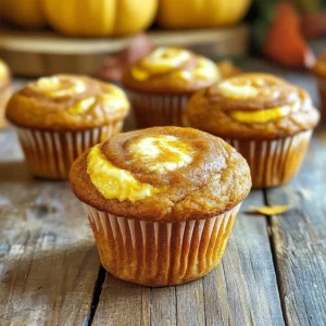 To make these delightful muffins, you will need the following ingredients: - 1 cup all-purpose flour - 1 teaspoon baking soda - 1 teaspoon baking powder - 1 teaspoon cinnamon - 1/2 teaspoon nutmeg - 1/2 teaspoon ginger - 1/4 teaspoon salt - 1 cup granulated sugar - 1/2 cup brown sugar, packed - 2 large eggs - 1 cup canned pumpkin puree - 1/2 cup vegetable oil - 1 teaspoon vanilla extract The creamy cheesecake filling requires: - 8 oz cream cheese, softened - 1/4 cup granulated sugar - 1 egg - 1 teaspoon vanilla extract - 1 tablespoon all-purpose flour You can still enjoy these muffins if you have dietary needs. Here are some substitutions: - For gluten-free muffins, use a 1:1 gluten-free flour blend. - For a vegan version, replace eggs with flax eggs (1 tablespoon flaxseed meal + 2.5 tablespoons water for each egg). - Use dairy-free cream cheese for the filling to keep it vegan. - Substitute vegetable oil with melted coconut oil for a different taste. These swaps allow everyone to enjoy the warm flavors of fall in a muffin! First, you need to preheat your oven to 350°F (175°C). This step is important for even baking. While the oven heats, take a muffin tin and line it with paper liners or grease it well. This will help your muffins come out easily when done. In a medium bowl, whisk together the dry ingredients. Combine 1 cup of all-purpose flour, 1 teaspoon of baking soda, 1 teaspoon of baking powder, 1 teaspoon of cinnamon, 1/2 teaspoon of nutmeg, 1/2 teaspoon of ginger, and 1/4 teaspoon of salt. Mix them well and set this bowl aside. Next, in a large bowl, mix the wet ingredients. Combine 1 cup of granulated sugar, 1/2 cup of brown sugar, and 2 large eggs. Add 1 cup of canned pumpkin puree, 1/2 cup of vegetable oil, and 1 teaspoon of vanilla extract. Stir until everything is well mixed. Gradually add the dry mixture to the wet mixture. Stir gently until just combined. Be careful not to overmix, as this can make your muffins tough. To make the cheesecake filling, use a separate bowl. Beat together 8 ounces of softened cream cheese, 1/4 cup of granulated sugar, 1 egg, 1 teaspoon of vanilla extract, and 1 tablespoon of flour. Mix until smooth and creamy. Now, it’s time to fill the muffin tins. Spoon a heaping tablespoon of pumpkin batter into each muffin cup. Then, add about a tablespoon of the cheesecake filling in the center. Finally, top it with another tablespoon of pumpkin batter. Use a toothpick to swirl gently for a marbled look. Place the muffin tin in your preheated oven. Bake for about 18-22 minutes. To check if they are done, insert a toothpick into the pumpkin part. The toothpick should come out clean. After baking, let the muffins cool in the pan for 5 minutes. Then transfer them to a wire rack to cool completely. Enjoy the warm muffins or let them cool to room temperature before serving. To get the best muffin texture, use room temperature ingredients. Cold eggs and cream cheese can make mixing harder. When mixing, combine wet and dry ingredients gently. Overmixing can lead to tough muffins. Aim for a few lumps in the batter. This will keep your muffins light and fluffy. A common mistake is packing the flour too tightly. Use a spoon to scoop flour into your measuring cup instead. Level it off without pressing down. Also, check your baking soda and baking powder. If they are old, they may not rise well. Fresh ingredients help your muffins rise to perfection. Spices bring warmth and depth to your muffins. I love using cinnamon, nutmeg, and ginger. They pair perfectly with pumpkin's rich flavor. You can add a pinch of allspice or cloves for a twist. For an extra kick, consider adding a splash of maple syrup. This will make your muffins even more delightful. {{image_2}} To make gluten-free pumpkin cheesecake muffins, swap regular flour for a gluten-free blend. Look for a mix that includes xanthan gum. This ingredient helps bind the muffins. Use the same amount of gluten-free flour as the recipe states. The muffins will still be moist and tasty! For vegan pumpkin cheesecake muffins, replace eggs with flax eggs. To make one flax egg, mix one tablespoon of ground flaxseed with three tablespoons of water. Let it sit for five minutes. Use a dairy-free cream cheese for the filling. Coconut cream or cashew cream also works well. These swaps keep your muffins vegan and delicious! If you want to change up the cheesecake filling, try using ricotta cheese or mascarpone. Both give a different texture and flavor. You can also add spices like lemon zest or cinnamon to the filling. This adds a fun twist to the classic taste. After baking, let your muffins cool completely. This step is key to keeping them fresh. Once cool, place the muffins in an airtight container. You can store them at room temperature for up to three days. If you want them to last longer, refrigerate them. They will stay fresh in the fridge for about a week. Freezing is a great way to save these delicious muffins. To freeze, wrap each muffin in plastic wrap. Then, place them in a freezer-safe bag or container. They can be frozen for up to three months. When you are ready to enjoy them, just take out what you need. Thaw the muffins in the fridge overnight or at room temperature for a couple of hours. Reheating your muffins brings back their fresh-baked taste. For the best results, microwave them for about 15-20 seconds. If you prefer, you can also reheat them in an oven. Set the oven to 350°F (175°C) and warm them for 5-10 minutes. This way, the muffins stay moist and tasty. Enjoy them warm for a cozy fall treat! Yes, you can make these muffins ahead of time. Bake them and let them cool completely. Once cooled, store them in an airtight container. They stay fresh for up to three days at room temperature. You can also freeze them for up to three months. Just remember to wrap them tightly in plastic wrap before freezing. If you want a change, you can use mascarpone cheese or Greek yogurt. Both options give a creamy texture. You could also use a dairy-free cream cheese for a vegan version. Just keep in mind that the flavor might differ slightly, but they'll still be tasty. To adjust sweetness, you can reduce the sugar amounts. Try cutting the granulated sugar by a quarter cup. You can also swap sugar for natural sweeteners like honey or maple syrup. If you want more sweetness, add a bit more sugar or sweetener. Taste the batter before baking to find your perfect balance. We covered everything about Pumpkin Cheesecake Muffins. You learned the right ingredients, including gluten-free and vegan options. I gave you step-by-step instructions and shared tips for perfect texture and flavor. We explored fun variations and how to store your muffins properly. In closing, these muffins are easy to make and so tasty. Try them out, and enjoy each bite!