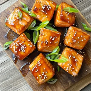 For this recipe, you need: - 1 lb salmon fillet, skin removed, cut into bite-sized cubes The salmon is the star of this dish. Choose fresh, bright salmon for the best flavor. Cut it into bite-sized pieces. This helps it cook quickly and evenly in the air fryer. The marinade gives the salmon its tasty teriyaki flavor. You will need: - 1/4 cup soy sauce (low sodium) - 2 tablespoons honey - 1 tablespoon rice vinegar - 2 teaspoons sesame oil - 1 teaspoon grated ginger - 1 clove garlic, minced Combine these ingredients in a bowl. Whisk them until mixed well. The soy sauce adds saltiness, while honey brings sweetness. Rice vinegar adds a bit of tang. Ginger and garlic give it a nice kick. These items add a finishing touch to your dish. Use: - 1 tablespoon sesame seeds (for garnish) - 2 green onions, sliced (for garnish) Once the salmon bites are cooked, sprinkle sesame seeds and green onions on top. They add color and crunch. Plus, they make the dish look more appealing. To make the marinade, grab a mixing bowl. Add 1/4 cup of low-sodium soy sauce, 2 tablespoons of honey, and 1 tablespoon of rice vinegar. Then, add 2 teaspoons of sesame oil, 1 teaspoon of grated ginger, and 1 clove of minced garlic. Whisk everything together until it blends well. This mix gives the salmon its sweet and savory flavor. Take 1 pound of salmon fillet. Cut it into bite-sized cubes. Place the salmon cubes in the bowl with the marinade. Make sure each piece gets coated well. Cover the bowl and put it in the fridge. Let it marinate for at least 30 minutes. This step helps the salmon absorb the flavors. After marinating, take the salmon out of the bowl. Lightly toss the cubes in 1 tablespoon of cornstarch. This coating will help them crisp up in the air fryer. Preheat your air fryer to 400°F (200°C) for about 5 minutes. Once ready, place the salmon in a single layer in the basket. Do not overcrowd the basket. Air fry the salmon for 7 to 8 minutes. Shake the basket halfway through for even cooking. The bites should be golden brown and cooked through. When finished, remove the salmon from the air fryer. If you like, drizzle with more teriyaki sauce. Garnish with sesame seeds and sliced green onions before serving. Enjoy your tasty meal! To get that crispy bite, use cornstarch. Lightly coat each salmon cube in cornstarch. This step is key. It helps create a crunchy layer when you air fry. Make sure not to use too much cornstarch. A light dusting is enough. Also, don’t crowd the air fryer basket. Give each piece space to cook well. The hot air needs room to flow around the salmon. Marinating your salmon is crucial for great flavor. I like to let it soak for at least 30 minutes. This allows the soy sauce, honey, and ginger to work their magic. If you want, add a splash of orange juice to the marinade. This adds a fun twist. For more heat, add a pinch of red pepper flakes. You can also try a sprinkle of smoked paprika for a unique taste. Serve your teriyaki salmon bites with rice or quinoa. These sides soak up the yummy sauce. You can also add steamed veggies for color and crunch. I love using broccoli or snap peas. Don’t forget to sprinkle on sesame seeds and green onions. They add a nice touch and make your dish pop. For a fun platter, pair these bites with a dipping sauce on the side. {{image_2}} You can change the flavor of your teriyaki salmon bites with different marinades. Try a spicy marinade by adding red pepper flakes or sriracha. For a sweet twist, mix in some pineapple juice or brown sugar. You can also use a miso-based marinade for a rich flavor. Experiment with different ingredients to find your favorite. If you do not have an air fryer, you can still make tasty salmon bites. Try baking them in the oven. Preheat your oven to 400°F (200°C) and place the salmon on a lined baking sheet. Bake for about 10-12 minutes until cooked through. You can also grill the salmon on skewers for a smoky taste. Just make sure to soak your skewers in water first. These salmon bites pair well with many sides. Serve them with steamed rice or quinoa for a filling meal. You can also add a fresh salad or roasted veggies for a healthy touch. Drizzle some extra teriyaki sauce on top for added flavor. These bites are great for lunch or dinner! To keep your air fryer teriyaki salmon bites fresh, store them in an airtight container. Make sure to let the salmon cool down to room temperature before sealing it. This helps prevent moisture build-up. When stored properly, the salmon will last for 2 to 3 days in the fridge. For best taste, eat them within this time frame. If you want to save some for later, freezing is a great option. First, let the salmon bites cool completely. Then, arrange them in a single layer on a baking sheet. Freeze them for about 1 hour. After they are frozen, transfer them to a freezer bag. Make sure to remove as much air as possible before sealing. You can freeze them for up to 3 months. When you are ready to eat your frozen salmon bites, thaw them in the fridge overnight. To reheat, place them in the air fryer at 350°F (175°C) for 3 to 5 minutes. This will help keep them crispy. You can also use a microwave, but it may make them less crunchy. Enjoy your delicious salmon bites! You should marinate the salmon for at least 30 minutes. This time allows the salmon to soak up the flavors of the marinade. If you have more time, you can marinate it for up to 2 hours. Just don't go too long, or the fish may become too salty. Yes, you can use frozen salmon. Just be sure to thaw it completely before marinating. You can leave it in the fridge overnight or use the defrost setting on your microwave. Once thawed, follow the same steps for marinating and cooking. These salmon bites pair well with many sides. You can serve them with rice or quinoa for a filling meal. Steamed vegetables like broccoli or snap peas add color and nutrition. A fresh salad with a light dressing also works well to balance the rich flavors. This blog post shared how to make tasty air fryer teriyaki salmon bites. We covered the key ingredients, like salmon and marinade, and the garnishes to enhance the dish. The step-by-step guide showed how to prepare the marinade, marinate the salmon, and air fry it to perfection. I included tips for a crispy texture and flavor boosts, along with variations and storage advice. With these methods, you can enjoy a flavorful meal any time. Keep experimenting to find your favorite flavors and techniques!