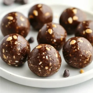 Here’s what you need to make these tasty Chocolate Peanut Butter Protein Balls: - 1 cup rolled oats - 1/2 cup natural peanut butter - 1/4 cup chocolate protein powder - 1/4 cup honey or maple syrup - 1/4 cup mini dark chocolate chips - 1/4 cup ground flaxseed - 1/2 teaspoon vanilla extract - A pinch of sea salt Each ingredient plays a vital role in flavor and nutrition. The rolled oats give the balls a nice base, adding fiber. Adding peanut butter makes them rich and creamy. The chocolate protein powder boosts the protein content. Honey or maple syrup adds natural sweetness. Mini dark chocolate chips provide little bursts of flavor. Ground flaxseed adds healthy fats and helps bind the mixture. Vanilla extract enhances the flavor. A pinch of sea salt balances the sweetness. Feel free to adjust these ingredients based on your taste. You can swap in different nut butters or sweeteners. Enjoy mixing and creating your own version! {{ingredient_image_1}} Mixing the Dry Ingredients Start by grabbing a mixing bowl. Add 1 cup of rolled oats, 1/4 cup of chocolate protein powder, and 1/4 cup of ground flaxseed. Use a spoon to stir well until everything is even. This mix forms the base of your protein balls. Incorporating Wet Ingredients Next, add 1/2 cup of natural peanut butter and 1/4 cup of honey to your dry mix. You can also use maple syrup if you prefer. Pour in 1/2 teaspoon of vanilla extract. Now, mix everything together. I like to use my hands for this part. It helps the dough form nicely. Forming Protein Balls Once your mixture is combined, it’s time to shape the balls. Take a small amount of the mix and roll it into a ball about 1 inch wide. Repeat this until you run out of dough. You should get about 12 to 15 balls. Refrigeration Process Place your protein balls on a tray lined with parchment paper. Put them in the fridge for at least 30 minutes. This step helps the balls firm up. After that, they are ready to snack on! Enjoy these tasty treats anytime. Customizing Sweetness Levels You can adjust the sweetness of your protein balls. If you like them sweeter, add more honey or maple syrup. You can also try different sweeteners like agave or stevia. Just remember to mix well to blend the flavors. Adjusting Consistency If your mixture feels too dry, add a splash of water or more honey. For a sticky mix, add more oats or flaxseed. Adjusting the consistency helps you get the perfect texture. Aim for a dough that holds together but isn’t too wet. Best Practices for Mixing Mixing is key to great protein balls. Use a spatula or your hands to combine the ingredients. Make sure everything is evenly mixed. This helps each bite taste just right. If you use your hands, the warmth can help blend the oils in the nut butter. How to Properly Store Protein Balls To keep your protein balls fresh, store them in the fridge. Use an airtight container to prevent them from drying out. They can stay good for about a week. For longer storage, you can freeze them. Suggested Storage Containers Use glass or plastic containers with tight lids. Small jars also work well for portion control. If you freeze them, label the container with the date. This way, you’ll know when to enjoy your tasty snack. Pro Tips Mix it up: Feel free to substitute the peanut butter with any nut or seed butter you prefer, such as almond or sunflower seed butter, to cater to your taste or dietary needs. Sweetness adjustment: If you prefer a less sweet protein ball, reduce the amount of honey or maple syrup used, or use a sugar-free alternative to keep it healthier. Boost the nutrition: Add in some chia seeds or protein powder to enhance the nutritional profile of these protein balls even further. Storage tips: Store the protein balls in an airtight container in the fridge for up to a week, or freeze them for longer storage, making for a quick grab-and-go snack! {{image_2}} Using Different Nut Butters You can change the nut butter to fit your taste. Almond butter or cashew butter works well. Each nut butter gives a new flavor. Try sunflower seed butter for a nut-free option. This keeps the recipe fresh and exciting. Adding Seeds or Dried Fruits You can add seeds like chia or pumpkin seeds for crunch. Dried fruits like cranberries or raisins add sweetness. These additions make your protein balls more fun and tasty. They also boost nutrition, giving you extra vitamins and minerals. High-Protein Alternatives If you want more protein, try using pea protein or hemp protein. They mix well and add a good taste. You can also add Greek yogurt to the mix for a creamy texture. These swaps help you reach your protein goals. Gluten-Free Options To make these protein balls gluten-free, use gluten-free oats. Most rolled oats are safe, but always check the label. This way, everyone can enjoy the snack, even those with gluten sensitivities. You can also ensure all other ingredients are gluten-free. Each serving of Chocolate Peanut Butter Protein Balls offers great nutrition. You get about 100 calories per ball. This snack packs a punch with 4 grams of protein. The healthy fats from peanut butter provide 5 grams. You also get 10 grams of carbohydrates, making it a balanced treat. Health Benefits of Key Ingredients - Rolled Oats: These give you energy and fiber. They help keep you full. - Natural Peanut Butter: This nut butter is rich in healthy fats. It supports heart health and gives you protein. - Chocolate Protein Powder: This adds protein while satisfying chocolate cravings. - Honey or Maple Syrup: These natural sweeteners provide quick energy. They also contain antioxidants. - Ground Flaxseed: Flaxseed is high in omega-3s. It helps your heart and improves digestion. - Mini Dark Chocolate Chips: These chips offer a bit of indulgence and are full of antioxidants. - Sea Salt: A pinch enhances flavor and helps balance sweetness. These ingredients come together to make a healthy and tasty snack. They support energy, fullness, and overall well-being. How long do they last in the fridge? These protein balls can last up to one week in the fridge. Store them in an airtight container to keep them fresh. Can I freeze protein balls? Yes, you can freeze them! They freeze well for up to three months. Just thaw them in the fridge before eating. What can I use instead of protein powder? You can use ground oats or a nut flour if you don’t have protein powder. This keeps the texture balanced. Are they suitable for vegan diets? Yes, they are vegan-friendly! Just use maple syrup instead of honey and a plant-based protein powder. Can I use crunchy peanut butter instead of smooth? Absolutely! Crunchy peanut butter adds a nice texture. Just ensure it mixes well with the other ingredients. This blog post covers how to make chocolate peanut butter protein balls. We discussed the ingredients needed, including oats, peanut butter, protein powder, and more. I shared step-by-step instructions for mixing, forming, and refrigerating the balls. We also explored tips for enhancing flavor and proper storage. You can even try fun variations to suit your taste. With the health benefits of these snacks, they are a smart choice for energy. I hope you find this easy recipe helpful and enjoy your protein balls!