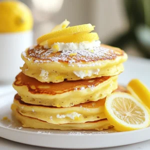 To make these fluffy pancakes, gather the following ingredients: - 1 cup ricotta cheese - 1 cup all-purpose flour - 1/2 cup milk - 2 large eggs - 1/4 cup granulated sugar - Zest of 1 lemon - 2 tablespoons fresh lemon juice - 1 teaspoon baking powder - 1/2 teaspoon baking soda - 1/4 teaspoon salt - 1 teaspoon vanilla extract - Butter or oil for cooking - Powdered sugar and lemon slices for serving (optional) Measuring ingredients correctly makes a big difference in cooking. Use dry measuring cups for flour and sugar. For liquids like milk, use liquid measuring cups. Always level off dry ingredients with a straight edge for accuracy. When measuring sticky items like ricotta, pack it into the cup and then level it off. This method helps you get the right amount. If you want to make these pancakes allergy-friendly, here are some ideas: - For dairy-free, use a plant-based ricotta or silken tofu blended until smooth. - Substitute almond milk or oat milk for regular milk. - Use gluten-free flour in place of all-purpose flour. - Replace eggs with a "flax egg," which is made by mixing 1 tablespoon of ground flaxseed with 2.5 tablespoons of water. Let it sit for a few minutes to thicken. These swaps keep the flavor while catering to dietary needs. Enjoy your cooking! {{ingredient_image_1}} To start, gather all your ingredients. In a big bowl, whisk the ricotta cheese, milk, lemon juice, eggs, lemon zest, and vanilla. Mix until smooth. In another bowl, sift the flour, baking powder, baking soda, sugar, and salt. This helps your pancakes rise. Gradually add the dry mix to the wet mix. Stir gently; lumps are okay. Heat a non-stick skillet over medium heat. Add a little butter or oil to coat the pan. Pour about 1/4 cup of batter for each pancake. Cook until bubbles form on top, about 2-3 minutes. Carefully flip the pancake. Cook until both sides are golden brown, around 2-3 minutes more. Use a thin spatula to flip easily. If the pancake sticks, slide the spatula under gently. Serve pancakes warm. Dust them with powdered sugar and add lemon slices on top for a fresh look. Enjoy this treat with family and friends! To get the best texture, start with fresh ricotta cheese. It makes your pancakes light and creamy. Mix the wet and dry ingredients gently. Overmixing can lead to tough pancakes. Aim for some lumps in the batter; they help keep the pancakes soft. Also, cook them on medium heat. If the heat is too high, the outside cooks too fast. For a bright lemon taste, use fresh ingredients. The zest of one lemon adds a strong flavor. Fresh lemon juice is key too; it makes a big difference. You can even add a bit more zest if you love lemon. If you want a sweeter taste, try adding a touch of vanilla extract. This gives a nice balance to the tartness. One common mistake is using old ingredients. Always check the freshness of your baking soda and baking powder. They should be active for the best rise. Another mistake is cooking the pancakes too long. Watch for bubbles on the surface; that’s your cue to flip them. Lastly, do not skip the resting time for the batter. Letting it sit for a few minutes allows the flavors to blend better. Pro Tips Use Fresh Ricotta: For the best flavor and texture, opt for fresh ricotta cheese instead of the pre-packaged varieties. It makes a significant difference in creaminess. Don’t Overmix: When combining the wet and dry ingredients, mix until just combined. Overmixing can lead to dense pancakes instead of fluffy ones. Adjust Heat Carefully: If your pancakes are browning too quickly, lower the heat. Cooking them on medium to low heat allows the insides to cook through without burning the outsides. Experiment with Toppings: While powdered sugar and lemon slices are delicious, consider adding fresh berries, whipped cream, or a drizzle of honey for extra flavor and presentation. {{image_2}} You can make these pancakes even better by adding fruits or nuts. For a fruity twist, try adding blueberries or sliced bananas to the batter. Just fold them in gently before cooking. If you like nuts, chopped walnuts or pecans work well too. They add a nice crunch and flavor. Remember to cut the fruit into small pieces. This way, they cook evenly and fit nicely in each pancake. You can switch up the flavors in many ways. Mix in some chocolate chips for a sweet treat. You can also try adding spices like cinnamon or nutmeg for warmth. For a tropical vibe, use coconut milk instead of regular milk. You can also add lime zest and juice for a different citrus flavor. Each option brings a unique taste and makes these pancakes fun! How you serve these pancakes can change the whole dish. A dusting of powdered sugar makes them look fancy. Fresh berries on top add both color and flavor. You can drizzle maple syrup or honey for sweetness. If you want something tangy, a dollop of yogurt or whipped cream works great too. For a special touch, add lemon slices or zest right before serving. This gives an extra burst of lemon flavor. Enjoy experimenting with your favorite toppings! If you have leftover creamy lemon ricotta pancakes, store them in an airtight container. Place parchment paper between each pancake to keep them from sticking. They will stay fresh in the fridge for up to three days. To reheat pancakes, use a microwave or skillet. For the microwave, heat them for 30 seconds. Check if they are warm. If not, heat in 10-second bursts. For the skillet, warm on low heat for about two minutes on each side. This keeps them soft and tasty. To freeze pancakes, let them cool completely first. Then, stack them with parchment paper in between. Place them in a freezer-safe bag or container. They can be frozen for up to two months. When you want to eat them, just reheat them as mentioned above. Enjoy a quick breakfast any day! Using ricotta cheese makes pancakes richer and creamier. It adds moisture and flavor. Ricotta also gives a nice texture that feels soft and fluffy. Plus, it provides more protein than regular pancake batter. This helps you feel full longer and enjoy a tasty meal. Yes, you can make a vegan version. Substitute the ricotta with vegan cream cheese or silken tofu. Use plant-based milk instead of regular milk. Replace eggs with flax eggs or applesauce. These swaps keep the pancakes tasty and fluffy while making them vegan-friendly. To make fluffier pancakes, separate the eggs. Whisk the egg whites until they form peaks. Fold them into the batter gently. This adds air to the mix, making the pancakes rise better. Also, don't overmix the batter; a few lumps help keep them soft and fluffy. These pancakes pair well with many toppings. You can use fresh fruit like berries or sliced bananas. Maple syrup adds sweetness, while a dollop of whipped cream brings creaminess. For a zesty kick, serve with extra lemon slices or lemon curd. Powdered sugar on top looks nice and tastes great too! Now you know how to make creamy lemon ricotta pancakes. We covered key ingredients, cooking steps, and tips to master the texture. Don't forget about fun variations, like added fruit or nuts. Storing and reheating pancakes can keep them fresh for later enjoyment. With this guide, you can impress anyone at breakfast. Enjoy your cooking journey and savor every bite of your tasty pancakes!