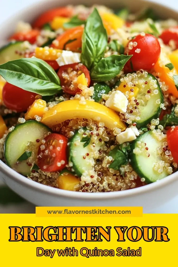 Looking for a refreshing summer dish? Try this Lemon Basil Quinoa Salad! Packed with protein and bursting with flavors, this healthy quinoa salad recipe includes cherry tomatoes, cucumber, and a touch of feta for creamy goodness. Perfect for picnics and BBQs, this fresh basil salad recipe is a must-try. Save this delicious summer salad with feta for your next meal! #QuinoaSalad #HealthyEating #SummerRecipes #SaladIdeas