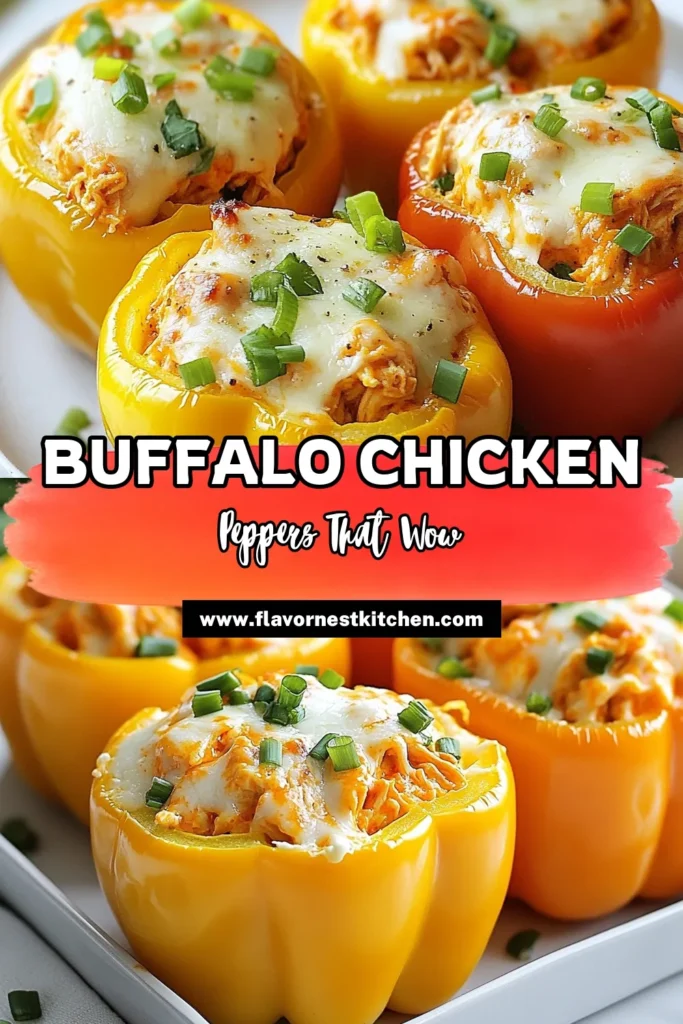 Discover the ultimate Buffalo chicken stuffed peppers recipe that delivers a flavorful and healthy twist on dinner! These spicy chicken peppers are packed with shredded chicken, creamy cheese, and zesty buffalo sauce for a taste sensation. Perfect for meal prep or a weeknight treat, these healthy stuffed peppers are sure to impress! Save this delicious recipe and bring some heat to your table tonight! #BuffaloChickenStuffedPeppers #HealthyStuffedPeppers #BuffaloSauceRecipes #StuffedBellPepperRecipe