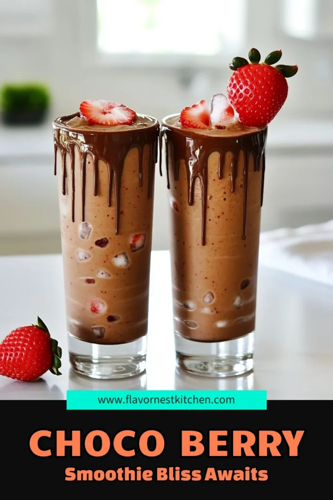 Indulge in the deliciousness of our Sweet Choco Berry Bliss Smoothie! This creamy treat combines fresh strawberries, a frozen banana, rich chocolate almond milk, and a touch of honey, perfect for a quick breakfast or midday snack. Ready in just 10 minutes, it’s a delightful way to satisfy your sweet cravings while enjoying nutritious ingredients. Click through for the full recipe and enjoy this blissful blend! #SmoothieRecipes #HealthyEating #ChocoBerry #QuickSnacks