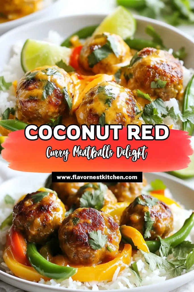 Indulge in this delightful Coconut Thai Red Curry Meatballs recipe, perfect for a quick, flavorful meal! Crafted with ground chicken, this easy meatball curry combines savory spices and creamy coconut milk for a comforting dish. Serve these Thai red curry meatballs over jasmine rice for a satisfying dinner everyone will love. Don't miss out—try this ground chicken curry recipe today! Save and share your thoughts! #CurryRecipe #ThaiCuisine #DinnerIdeas #EasyRecipes