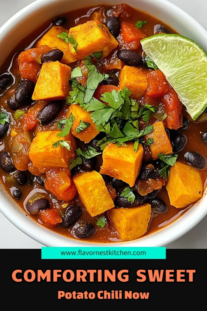 Looking for a delicious and nutritious meal? This Sweet Potato Black Bean Chili is a must-try! This hearty vegetarian chili with sweet potatoes features a perfect blend of spices and healthy ingredients like black beans and diced tomatoes. Ideal for a cozy dinner, this spicy sweet potato chili is a fantastic addition to your list of healthy chili recipes. Don't miss out on this easy black bean chili recipe—save it now and enjoy the warmth! #SweetPotatoChili #HealthyChiliRecipes #VegetarianChili #SpicyChili