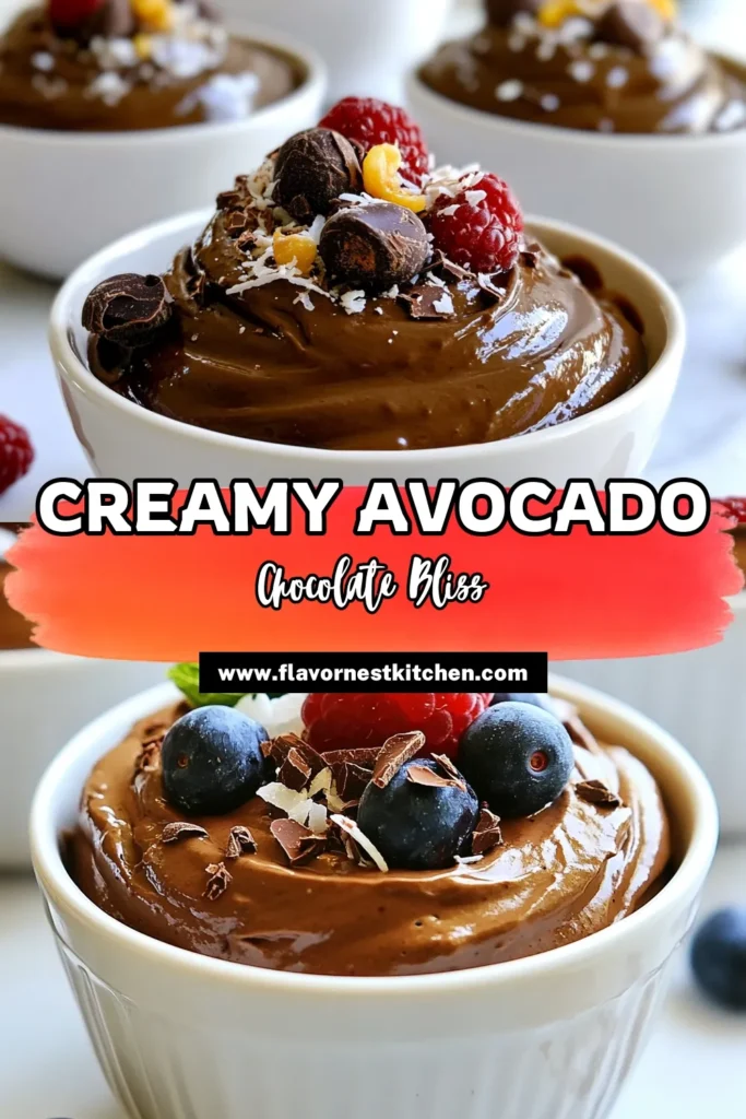Indulge in this delicious Avocado Chocolate Mousse recipe that combines rich chocolate flavor with the creamy goodness of avocados. This healthy chocolate mousse is not only easy to make but also vegan and dairy-free, making it the perfect dessert for everyone. Ready in just 40 minutes, it's a guilt-free treat that's sure to impress. Try this easy chocolate mousse today! Save your recipe! #AvocadoChocolateMousse #VeganDessert #HealthyMousse #DairyFreeTreats
