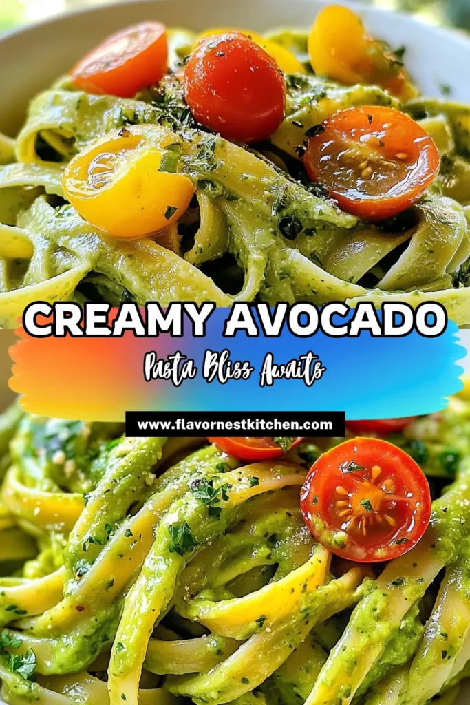 Discover your new favorite weeknight dinner with this creamy avocado pasta that’s bursting with fresh flavors. This easy avocado pasta recipe features a delicious cilantro spaghetti recipe made with ripe avocados, garlic, and zesty lemon juice. Enjoy a rich vegan pasta sauce that’s quick to prepare and perfect for any occasion. Ready to whip up this avocado cilantro recipe? Save now to make it later! #CreamyAvocadoPasta #VeganRecipes #PastaLove #HealthyEating