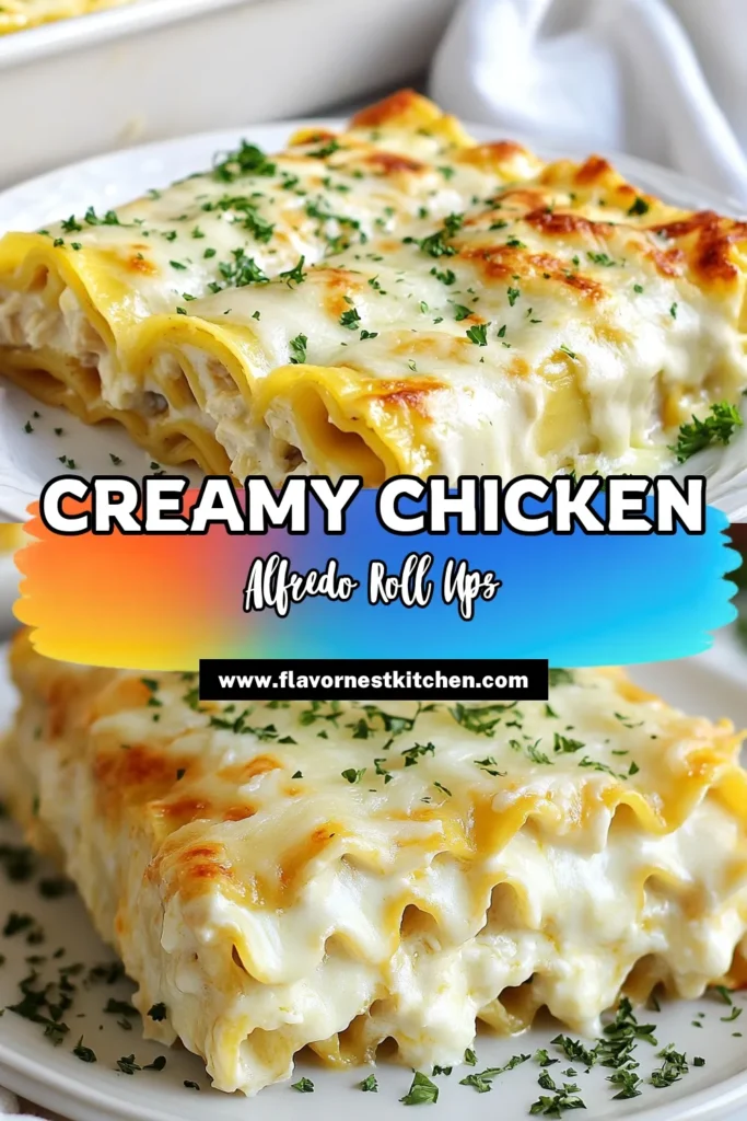 Discover the ultimate comfort food with these Chicken Alfredo Lasagna Roll Ups! This easy dinner recipe layers creamy chicken pasta with delicious Alfredo sauce, perfect for family meals. Made with tender lasagna noodles, ricotta, and melty cheeses, it's an Italian dish that will impress your guests. Try this Chicken Alfredo Lasagna today and make dinner special. Save this recipe for later! #ChickenAlfredoLasagna #LasagnaRollUps #EasyDinnerRecipe #ItalianComfortFood
