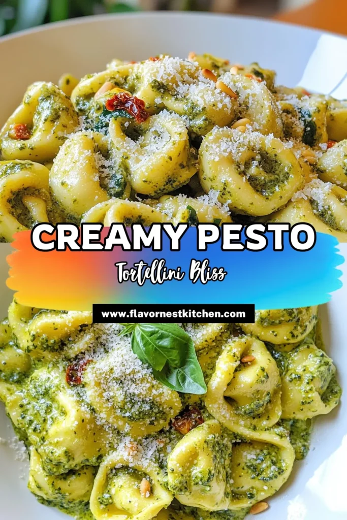 Discover this delicious creamy pesto tortellini recipe perfect for a busy weeknight! This easy tortellini pasta dish is ready in just 20 minutes, making it a go-to for quick dinner recipes. Featuring cheese tortellini with spinach, sun-dried tomatoes, and a rich creamy pesto sauce, it’s a satisfying meal everyone will love. Don’t miss out—pin this recipe for your next dinner inspiration! #CreamyPestoTortellini #TortelliniRecipe #PastaDish #QuickDinnerRecipes