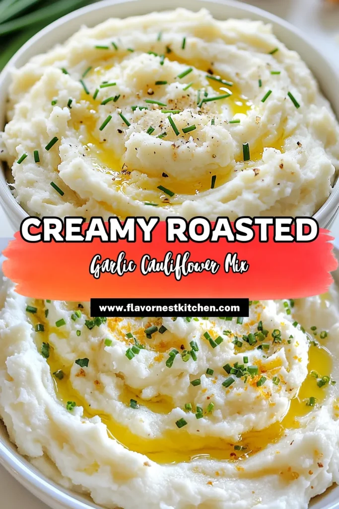 Discover the creamy goodness of roasted garlic mashed cauliflower, a perfect low-carb cauliflower recipe that will delight your taste buds. This healthy mashed cauliflower is a delicious vegan cauliflower mash alternative, making it an excellent side dish for any meal. Easy to prepare, this roasted garlic mashed cauliflower is a must-try for anyone looking to enjoy a guilt-free treat. Save and make this recipe today! #LowCarbRecipes #HealthyEating #VeganRecipes #CauliflowerMash