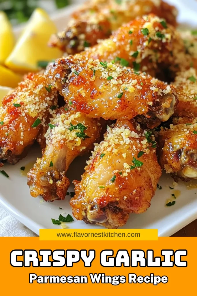 Discover the ultimate Garlic Parmesan chicken wings that are perfect for any gathering! This oven-baked chicken wings recipe features a mouthwatering garlic chicken wing marinade that guarantees crispy chicken wings every time. It's an easy chicken wing appetizer that will impress your guests and have everyone asking for more. Don't hesitate, save this recipe now and elevate your wing game! #GarlicParmesanChickenWings #CrispyChickenWings #EasyAppetizers #OvenBakedWings