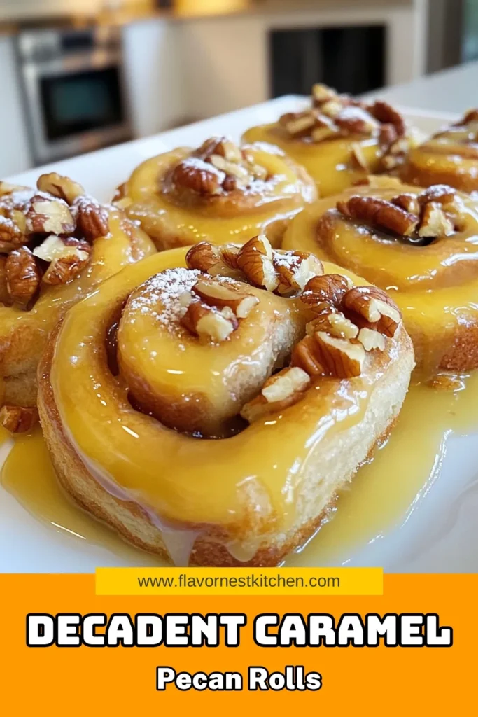 Indulge in the delightful sweetness of Caramel Pecan Cinnamon Rolls with our easy homemade cinnamon rolls recipe! These soft and fluffy rolls are filled with a cinnamon-brown sugar mixture and topped with a rich caramel icing for rolls that will wow your family and friends. Perfect for brunch or dessert, this pecan roll recipe is a must-try! Save this recipe and get ready to impress! #CinnamonRolls #PecanRoll #Baking #CaramelDesserts