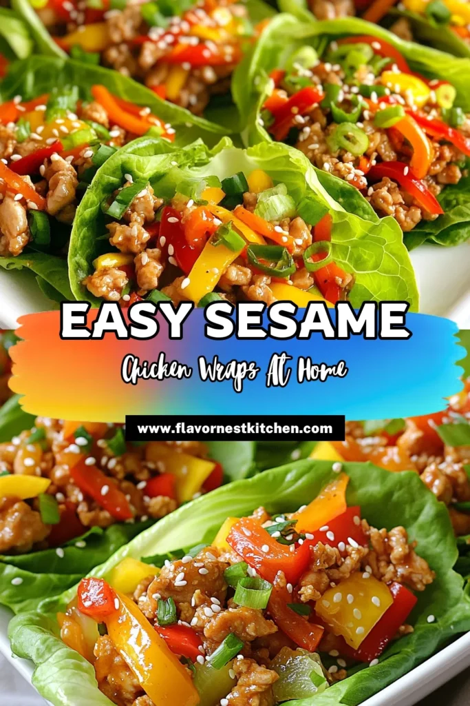 Discover the deliciousness of sesame chicken lettuce wraps! This easy ground chicken recipe is perfect for healthy lettuce wraps that are low on carbs yet high on flavor. Ideal for a quick weeknight dinner, these flavorful wraps are one of the best easy Asian recipes you'll find. Get ready to impress your family with this delightful dish. Save this recipe for a tasty twist on dinner tonight! #SesameChicken #HealthyDinner #AsianRecipes #LowCarbMeals