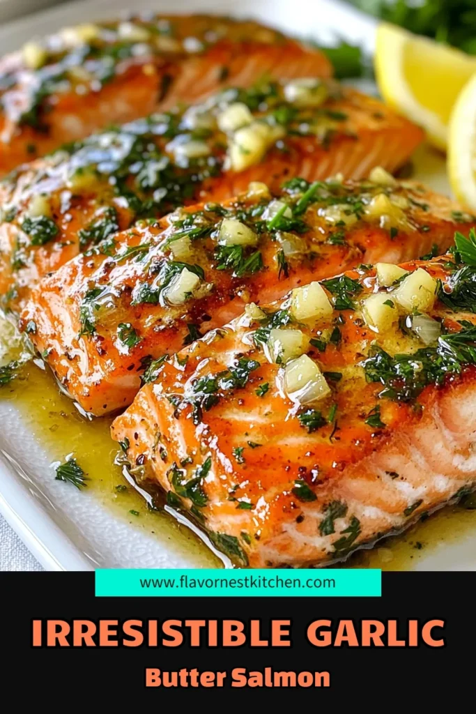 Discover the deliciousness of Garlic Herb Butter Salmon, your new go-to easy salmon recipe that's sure to impress! This baked salmon with garlic butter is not only simple to make but also a healthy salmon dinner option. Perfectly seasoned salmon fillets with lemon dill deliver incredible flavor. Try this recipe for a weeknight meal that your family will love. Save this pin for an unforgettable dinner! #GarlicHerbButterSalmon #EasySalmonRecipe #HealthyDinner #BakedSalmon