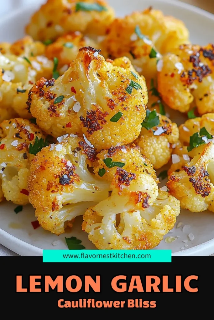 Discover the zesty lemon garlic cauliflower that transforms ordinary dinners! This roasted cauliflower recipe is your go-to healthy vegetable side dish, bursting with flavor. Simple to prepare, the lemon garlic cauliflower becomes irresistibly tender and golden in the oven. Perfect for any meal, this dish adds a delightful twist to your table. Try it today and elevate your vegetable game! Save this recipe for later! #HealthyEating #SideDish #CauliflowerRecipe #RoastedVegetables