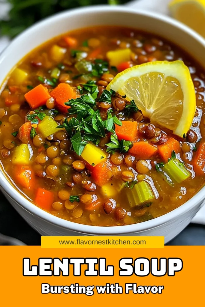 Enjoy a warm bowl of Mediterranean lentil soup that's both hearty and healthy! This easy soup recipe is packed with vibrant vegetables and rich flavors, making it a perfect choice for vegetarians. Discover how to make this flavorful vegetarian lentil soup with lentils, tomatoes, and spices. Ideal for a nutritious meal, this healthy lentil recipe is a must-try! Save this Mediterranean lentil delight for a cozy night in! #lentilsoup #healthyrecipes #vegetarian #soupideas