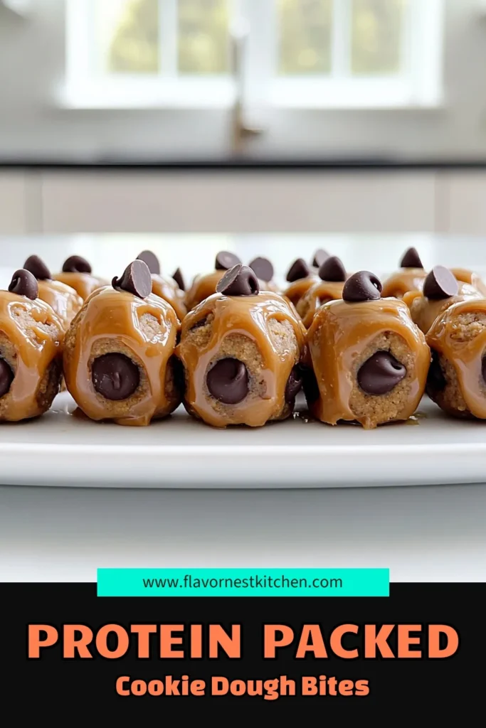 Satisfy your sweet cravings with these delicious Cookie Dough Protein Bites! Packed with rolled oats, almond flour, and a hint of chocolate, they make the perfect healthy snack or post-workout treat. Quick to prepare and easy to make, you'll love how these bites combine nutrition and flavor. Click through for the full recipe and start making your own today! #ProteinBites #HealthySnacks #CookieDough #CleanEating