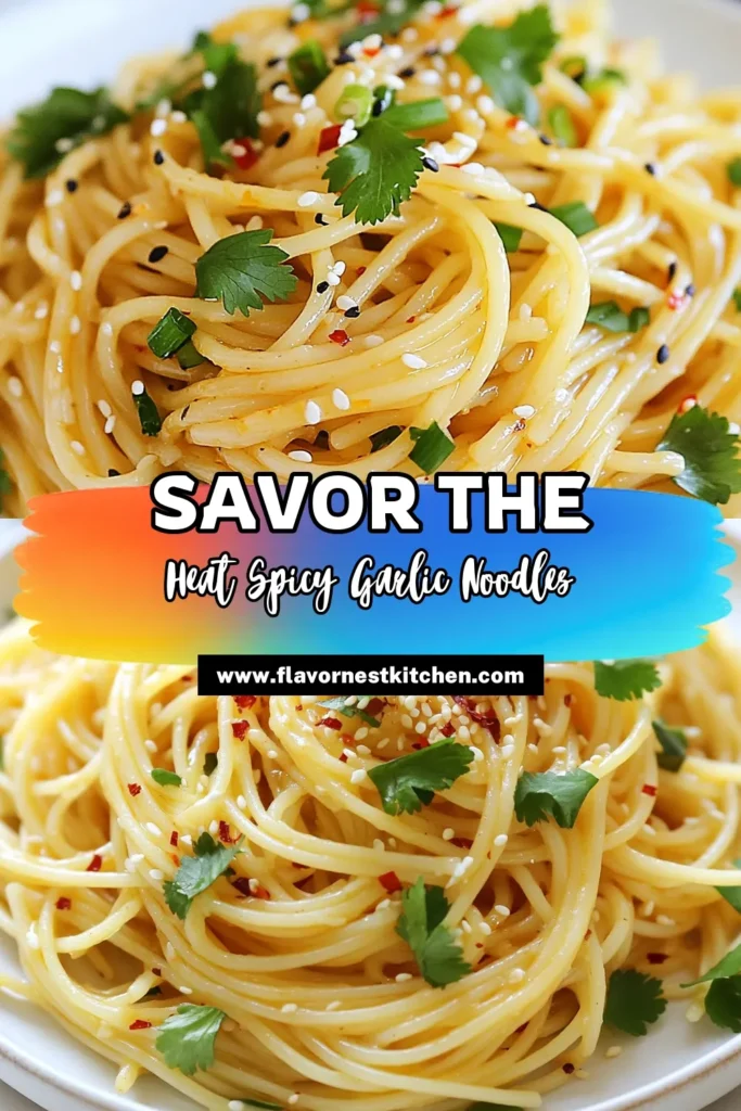 Indulge in these Spicy Garlic Noodles for a quick and satisfying meal! This sesame noodles recipe combines savory flavors with a hint of spice, making it one of the best quick noodle dishes you can whip up in just 20 minutes. Perfect for anyone seeking gluten-free noodle alternatives, this easy Asian pasta recipe is a must-try. Get ready to elevate your dinner tonight! Save this recipe for later! #SpicyGarlicNoodles #GlutenFreeRecipes #EasyAsianRecipes #NoodleLove