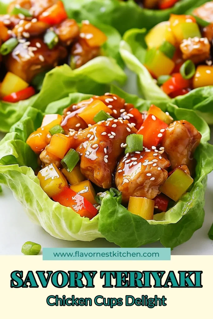 Enjoy a delicious and healthy dinner with this Teriyaki Chicken Lettuce Cups recipe! Perfect for a quick meal, this gluten-free teriyaki chicken dish is loaded with flavor and fresh veggies. Pairing juicy chicken with crispy lettuce wraps creates a satisfying, Asian-inspired treat. Try this easy lettuce cups recipe for your next gathering or weeknight dinner. Save this recipe for a tasty and nutritious meal! #TeriyakiChicken #LettuceCups #HealthyDinner #GlutenFreeCooking