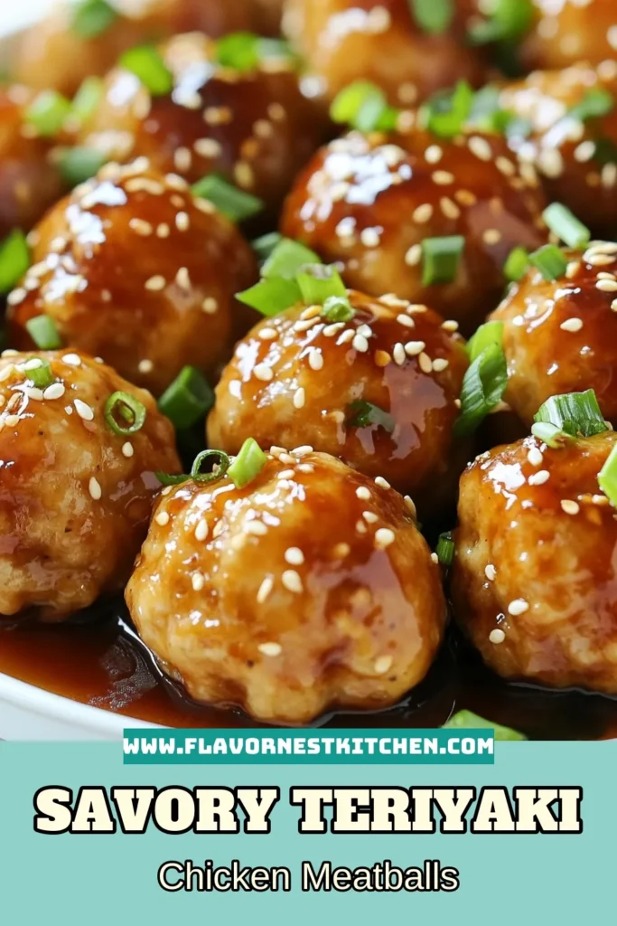 Looking for a delicious and easy appetizer? Try these teriyaki chicken meatballs! This baked chicken meatballs recipe features flavorful ground chicken mixed with aromatic ingredients, all coated in a simple easy teriyaki sauce. Perfect for gatherings or a cozy night in! Make this delightful dish today and impress your guests. Save for later and explore more ground chicken recipes! #teriyakichickenmeatballs #appetizermeatballrecipes #easyteriyakisauce #bakedchickenmeatballsrecipe