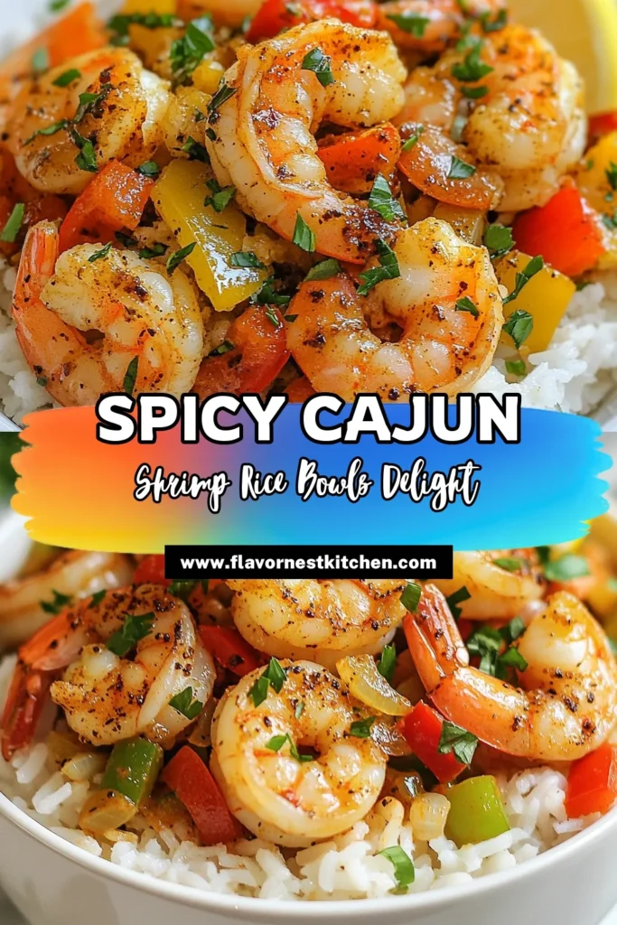 Savor the bold flavors of Cajun Shrimp Rice Bowls, the perfect one pot shrimp dinner for any night! This easy shrimp recipe combines tender shrimp with colorful bell peppers, seasoned with zesty Cajun spices. Ready in just 30 minutes, it’s a delightful shrimp and rice bowl recipe that your family will love. Try this simple dish for a quick meal that packs a flavor punch! Save it for later! #CajunShrimpRiceBowls #EasyShrimpRecipes #OnePotDinner #CajunSeasoningRecipes