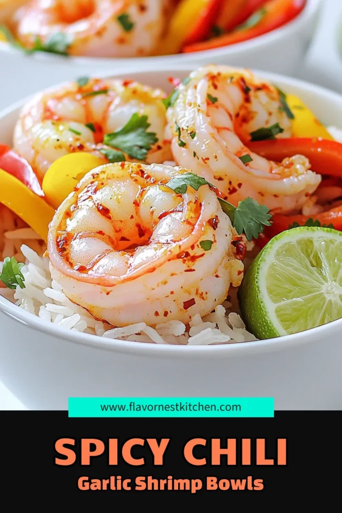 Spice up your dinner with these Fiery Chili Garlic Shrimp Bowls! This quick and easy recipe features juicy shrimp, aromatic garlic, and a kick of chili, all served over fluffy rice. Perfect for busy weeknights, you can whip it up in just 15 minutes! Click through for the full recipe and learn how to make this delicious dish that will tantalize your taste buds. #ChiliGarlicShrimp #ShrimpRecipes #QuickDinnerIdeas #SpicyFood