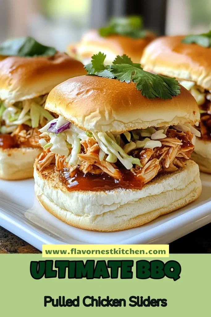 Try this easy BBQ slider recipe featuring delicious BBQ pulled chicken sliders that are perfect for any gathering! Using a slow cooker, you can prepare tender shredded chicken sliders smothered in your favorite BBQ sauce. These homemade BBQ sliders are great for parties or casual dinners. Get your slider buns ready, add some coleslaw for crunch, and enjoy! Save this recipe for your next meal! #BBQPulledChickenSliders #SlowCookerChickenSliders #ShreddedChickenSliders #HomemadeBBQSliders