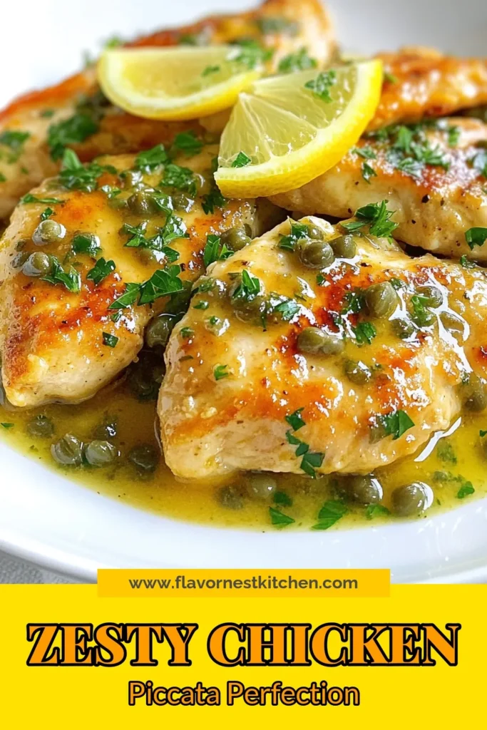 Discover the ultimate Zesty Chicken Piccata with Capers—perfectly seasoned and bursting with flavor! This easy chicken piccata recipe features tender, pan-seared chicken breasts coated in a delicious lemon sauce with capers, making it a standout flavorful chicken dinner. Impress your family or guests with this quick and satisfying meal. Save this chicken piccata recipe for your next dinner inspiration! #ChickenPiccata #EasyRecipes #DinnerIdeas #LemonCaperChicken
