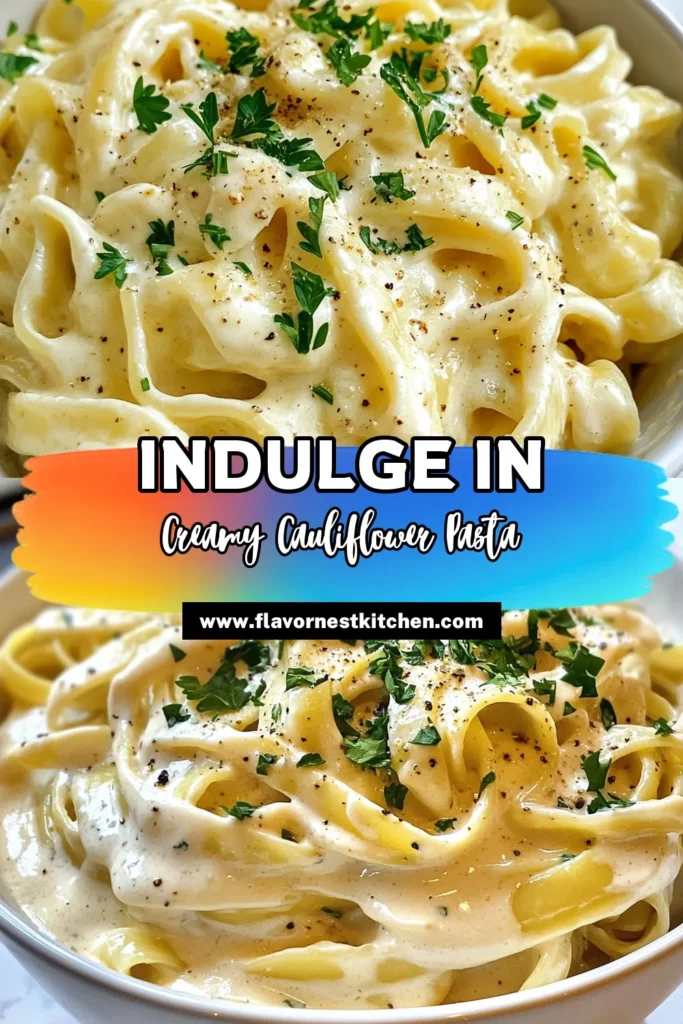 Indulge in this creamy cauliflower alfredo that's not only delicious but also a healthy twist on classic pasta. This vegan alfredo sauce is perfect for anyone wanting dairy-free pasta options. Enjoy this plant-based dinner idea that's rich in flavor and easy to make. Ready in just 30 minutes, it's ideal for busy weeknights. Try this creamy cauliflower alfredo today and elevate your healthy pasta recipes. Save this recipe for later! #VeganPasta #DairyFree #PlantBased #HealthyRecipes