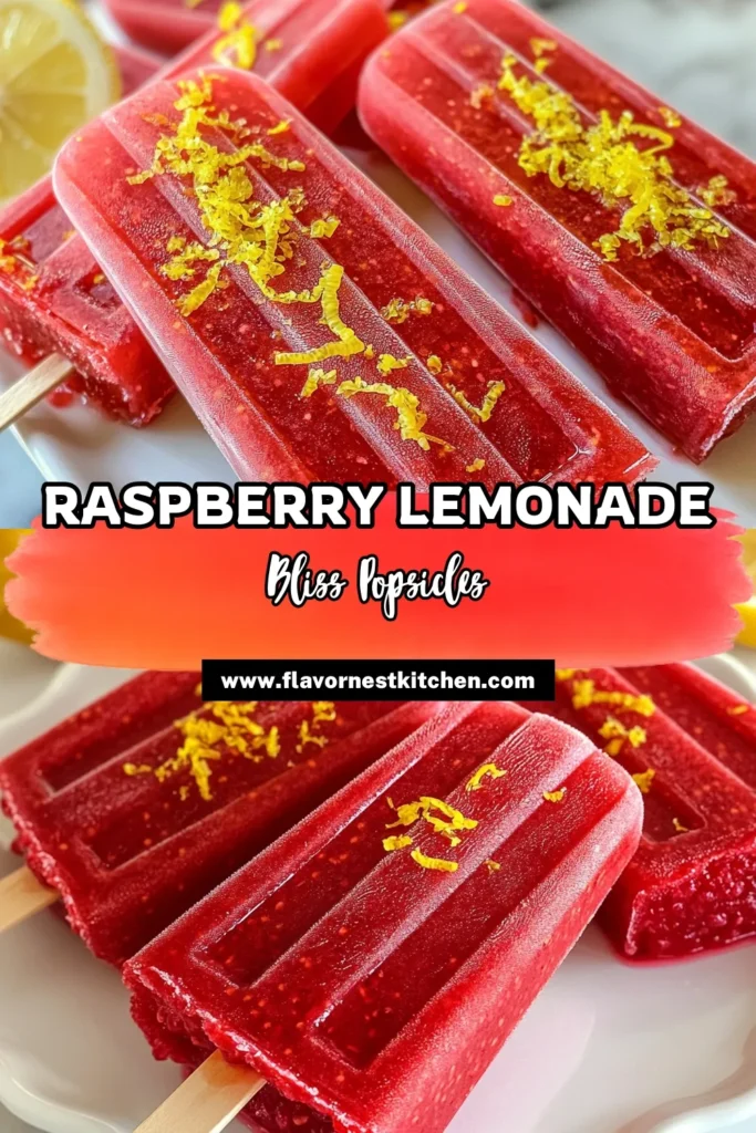 Cool down this summer with these refreshing raspberry lemonade popsicles! Perfectly sweet and tangy, these homemade popsicle recipes are a must-try. Made with fresh raspberries and lemon juice, they're an easy lemonade popsicle that kids and adults will love. Discover fruit popsicle ideas that brighten your summer days! Click to find the full recipe and make these delicious treats today! #PopsicleRecipes #SummerTreats #HomemadePopsicles #HealthyDessert